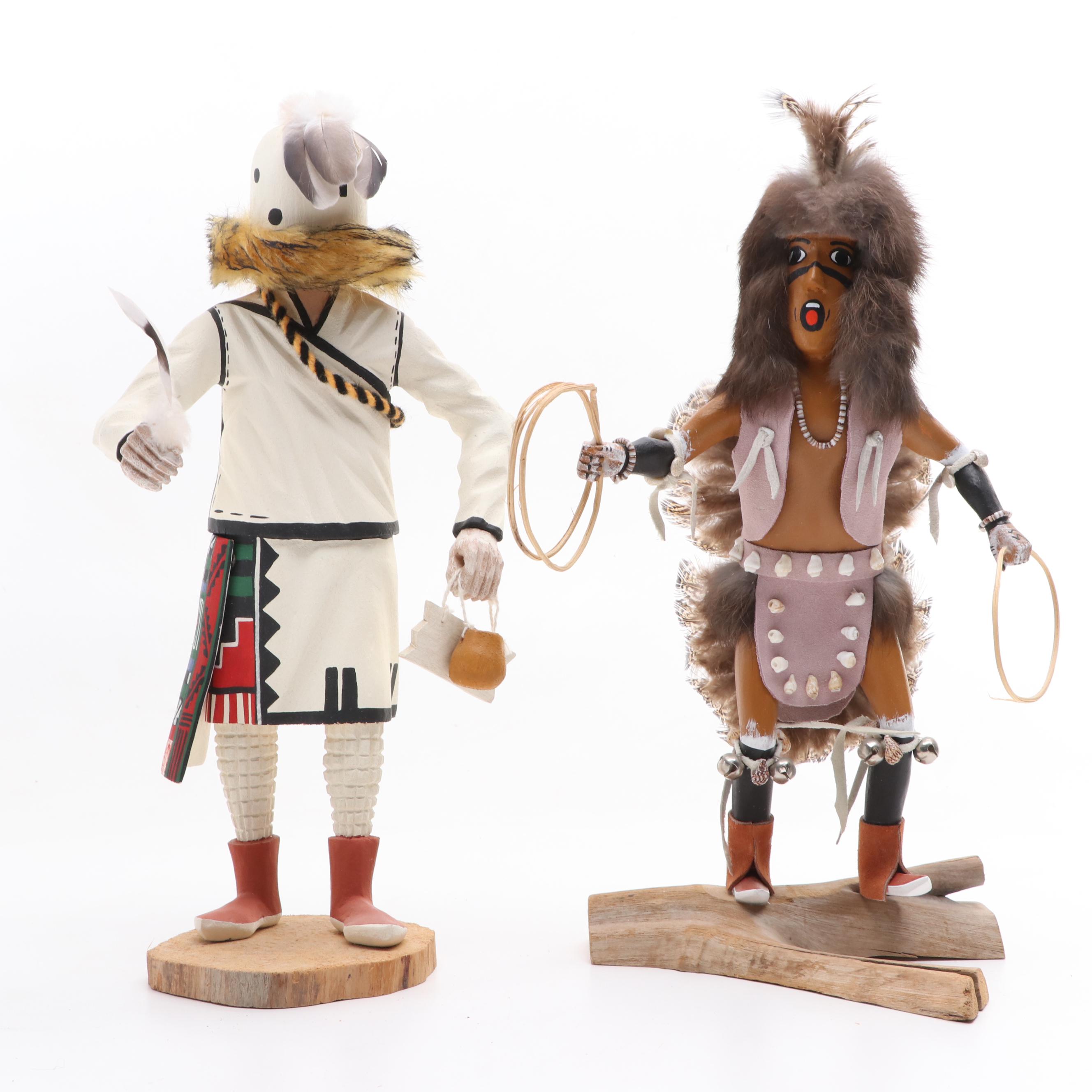 Leo Lecape Hopi Eototo Village Chief with Raymond Parkett Hoop Dancer Kachinas