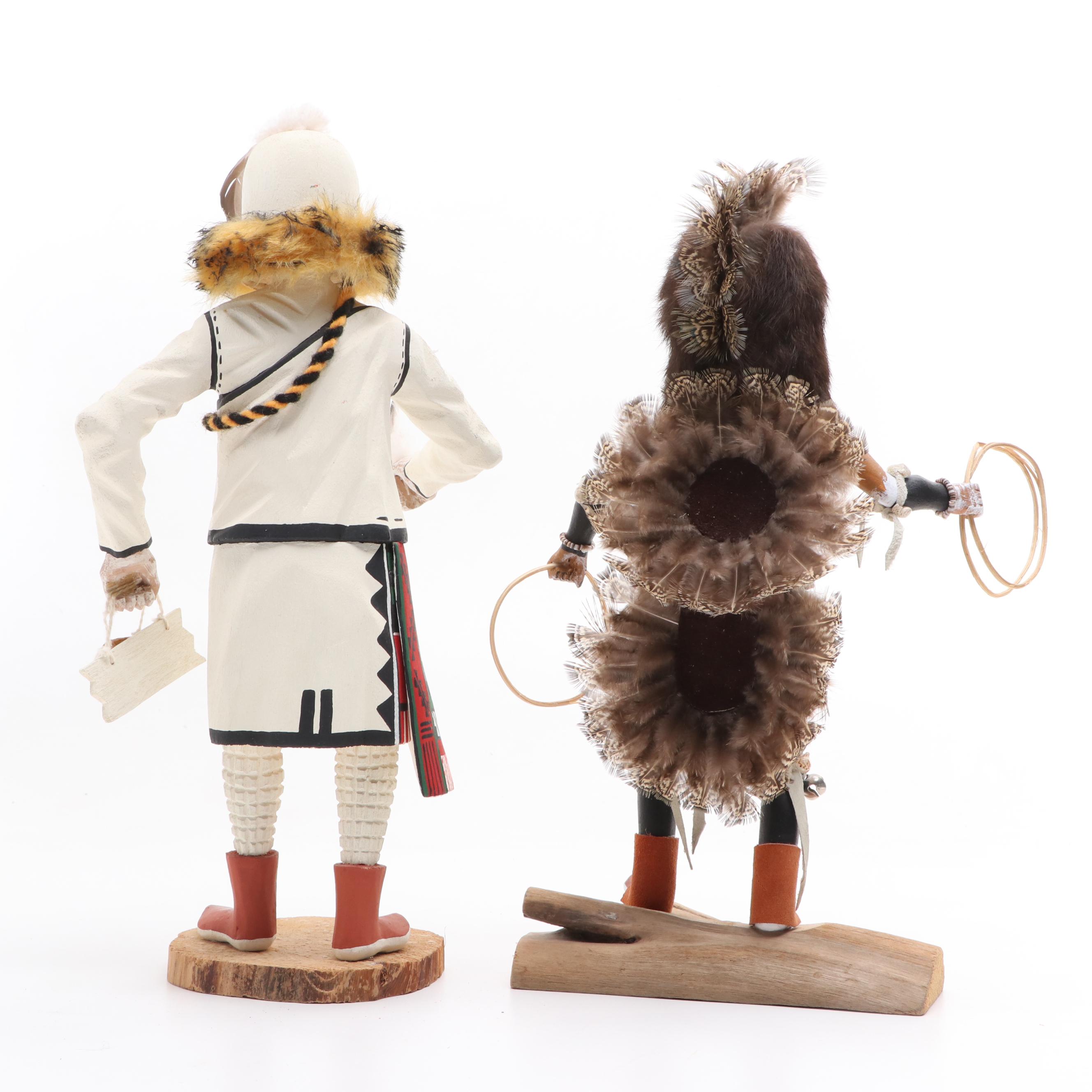 Leo Lecape Hopi Eototo Village Chief with Raymond Parkett Hoop Dancer Kachinas