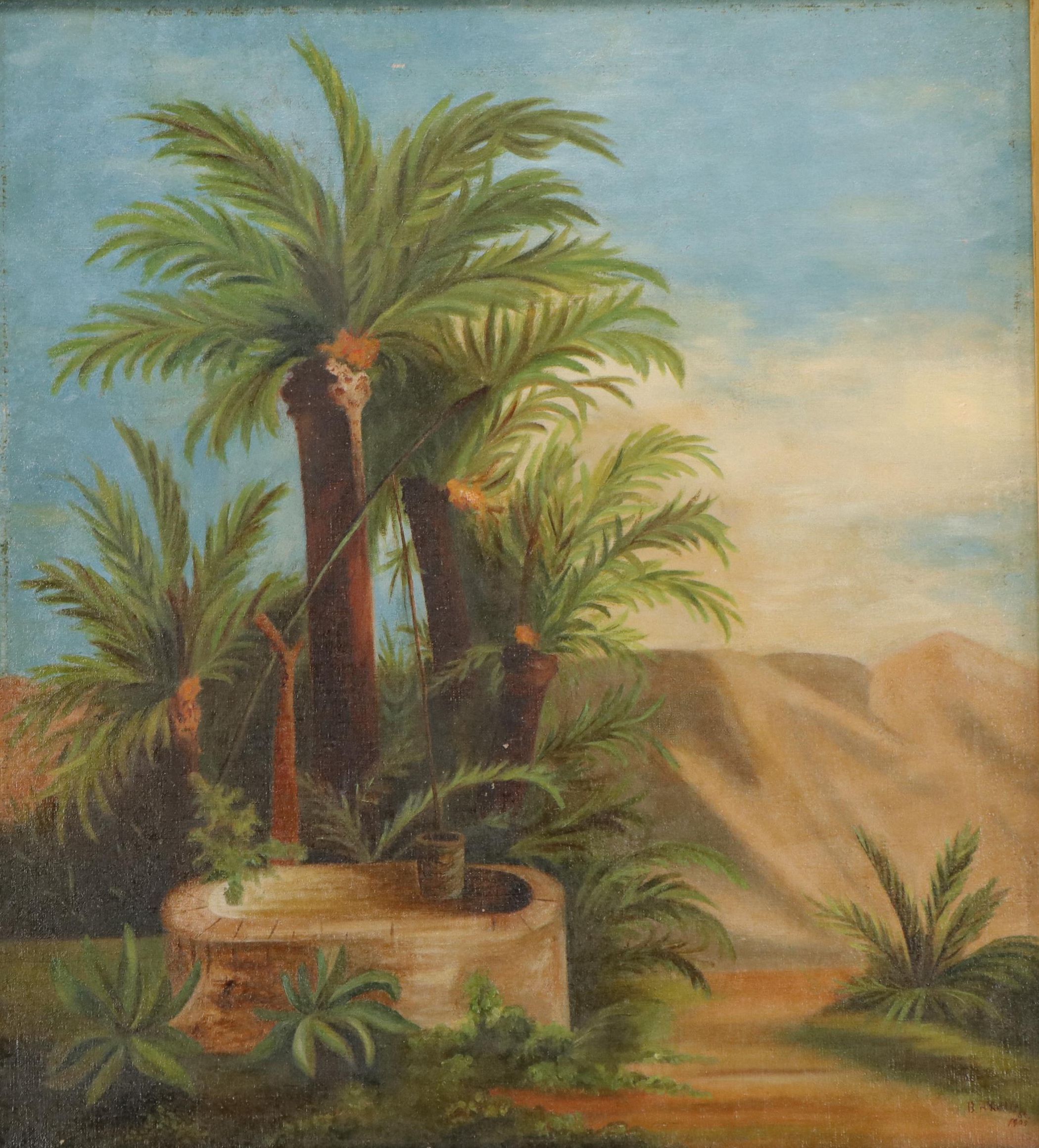 Victorian Orientalist Genre Oil Painting of an Oasis, 1905