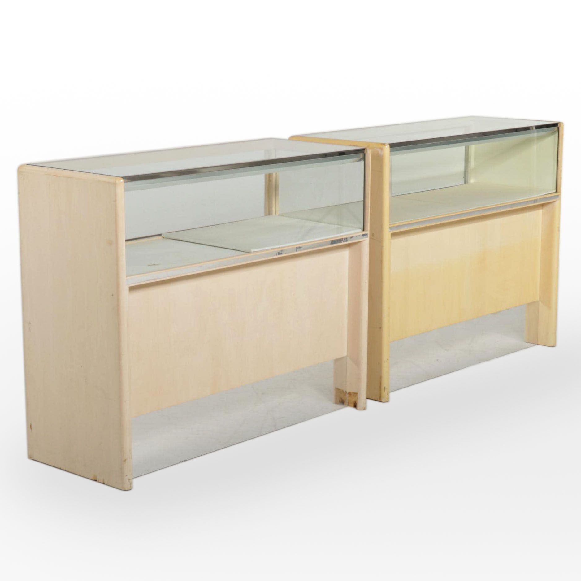Two Modernist Lacquered Wood and Glass Retail Display Cases