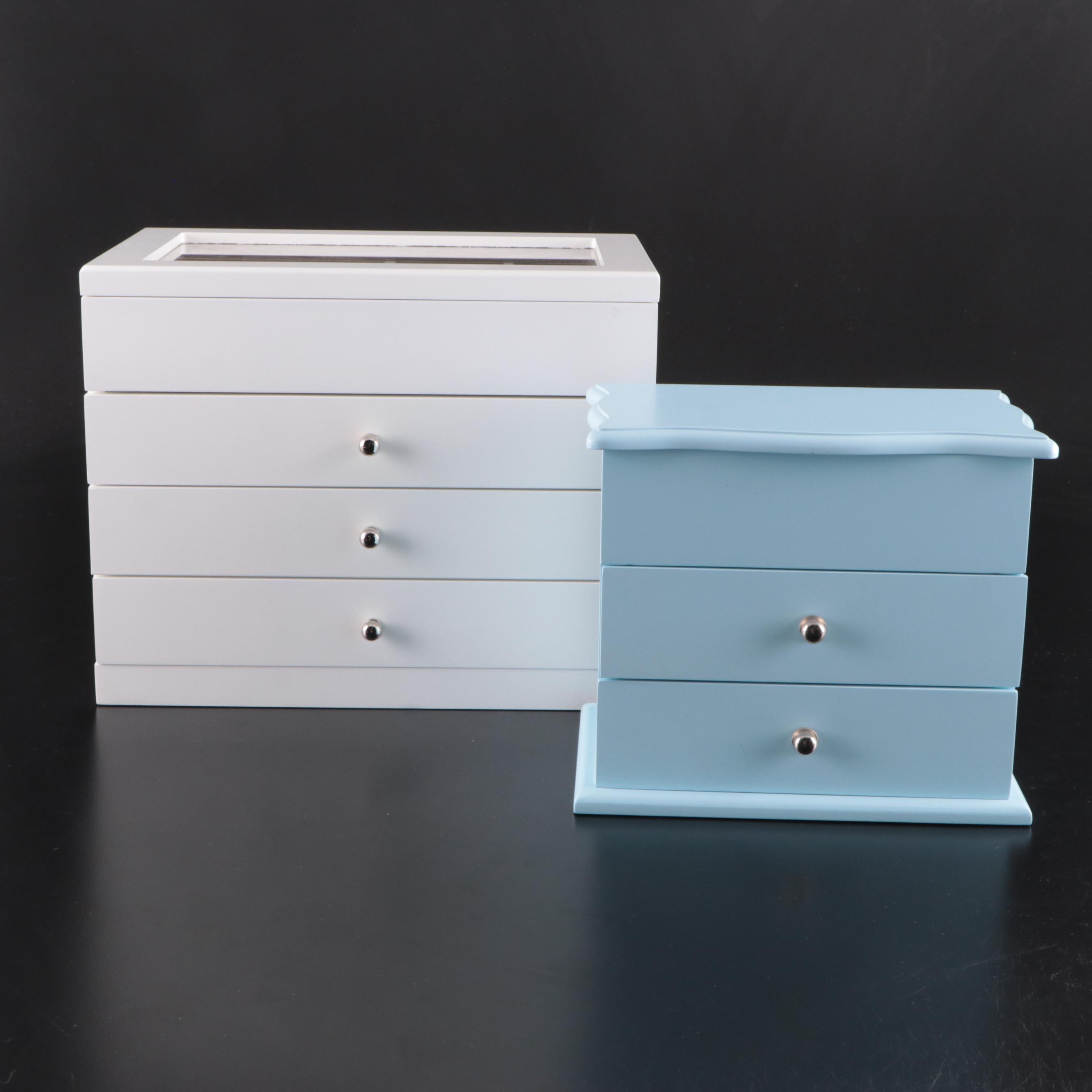 White and Light Blue Jewelry Boxes