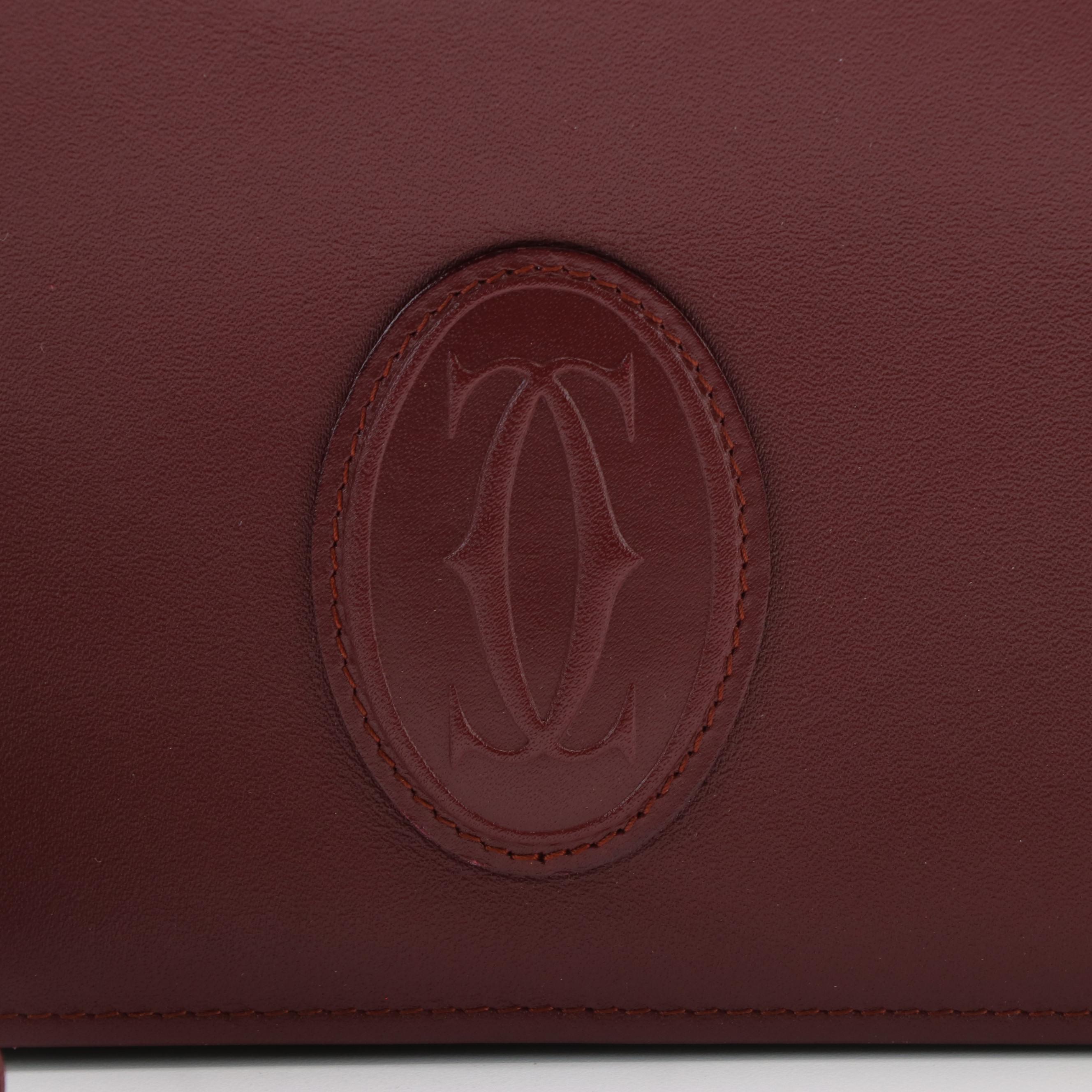 Cartier Must de Cartier Burgundy Leather Clutch Bag