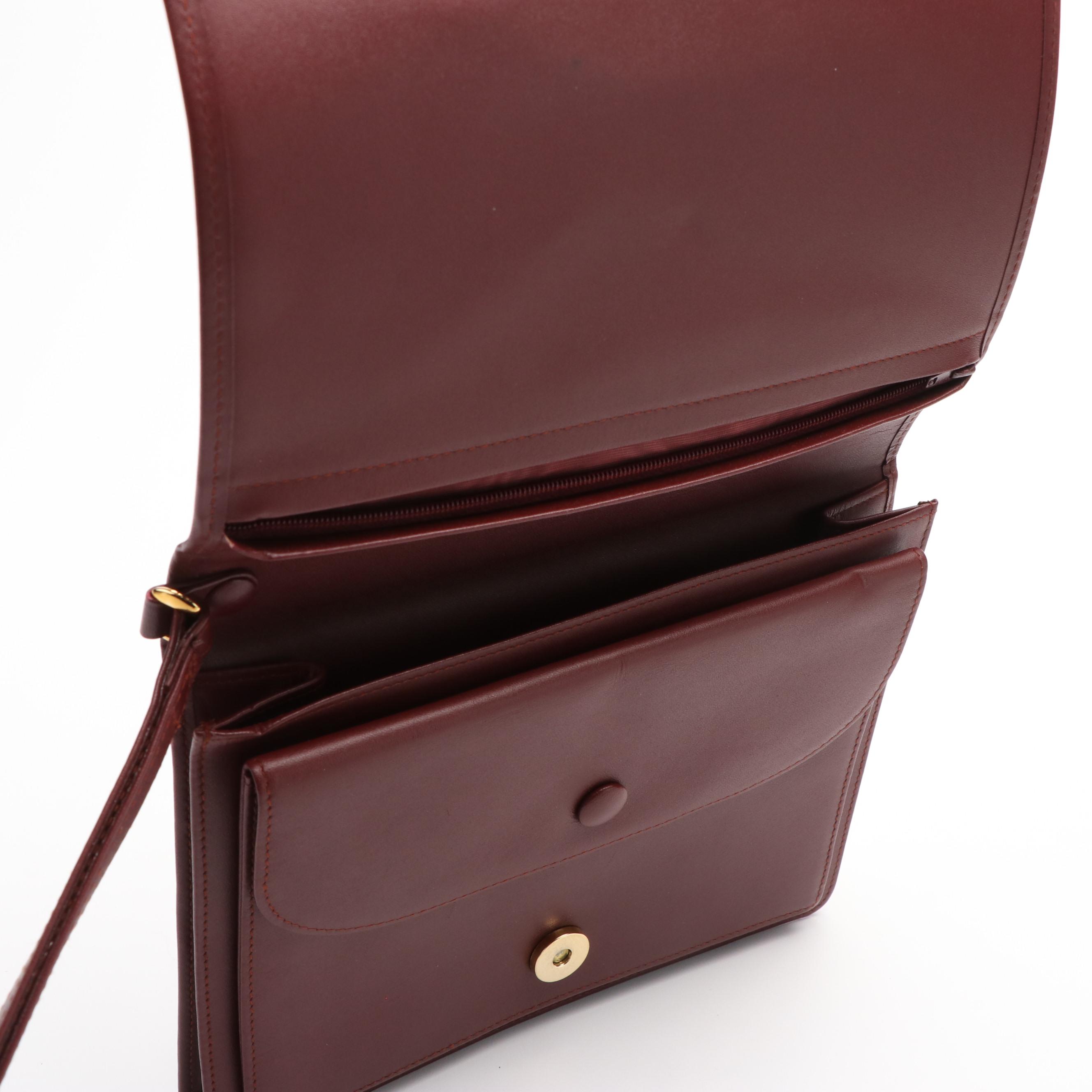 Cartier Must de Cartier Burgundy Leather Clutch Bag