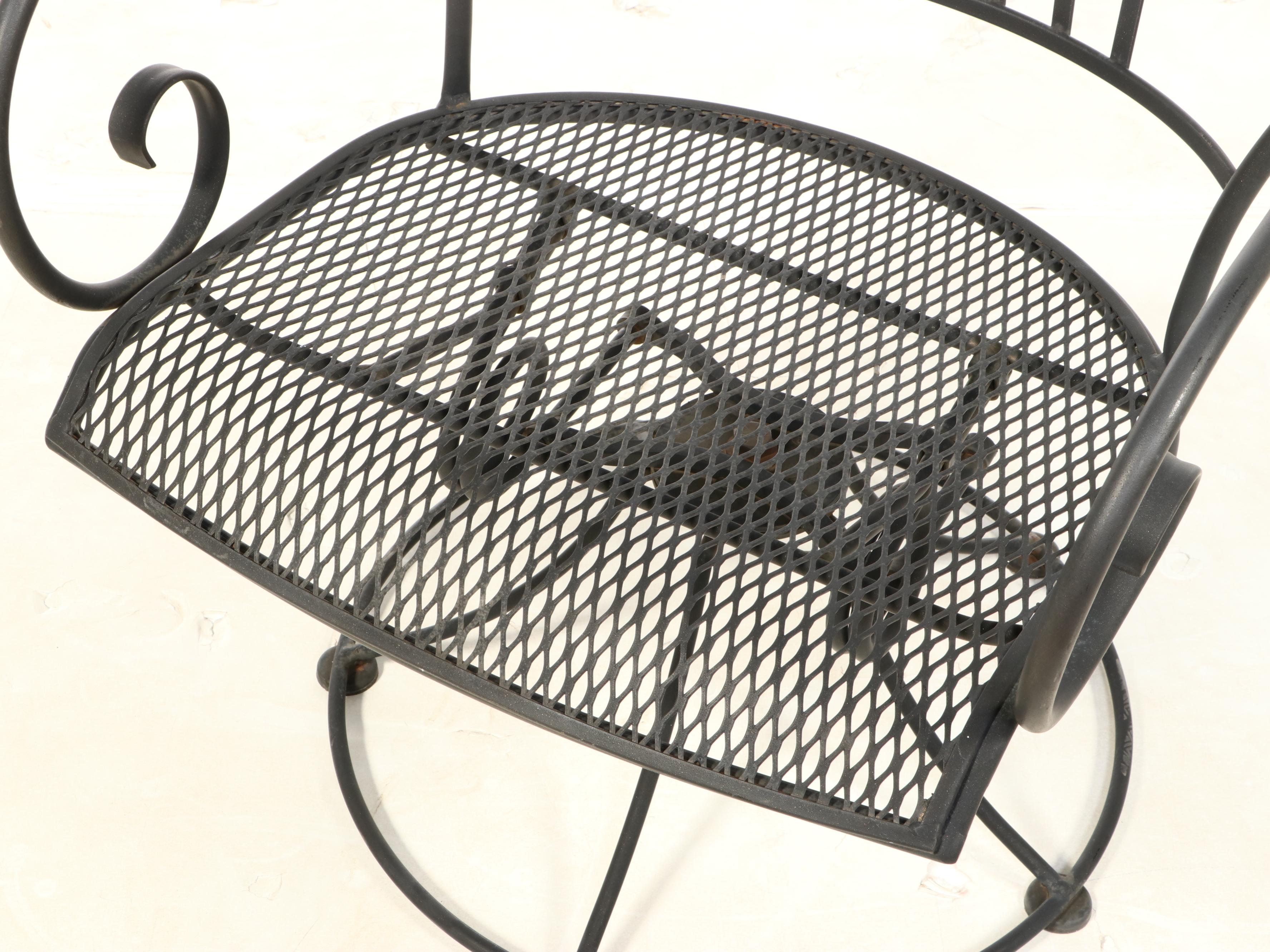 Five-Piece Woodard Powder-Coated Metal and Wire Mesh Patio Dining Set