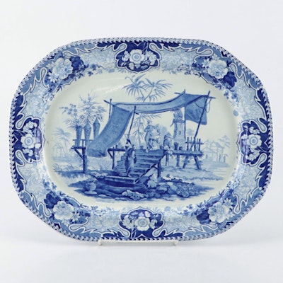 Davenport Flow Blue Platter, 19th Century