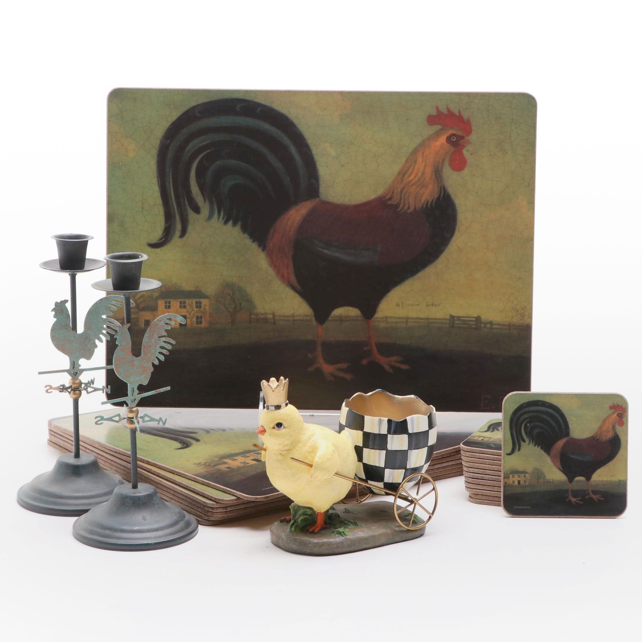 Pimpernel Rooster Print Placemats and Coasters with Other Rooster Decor