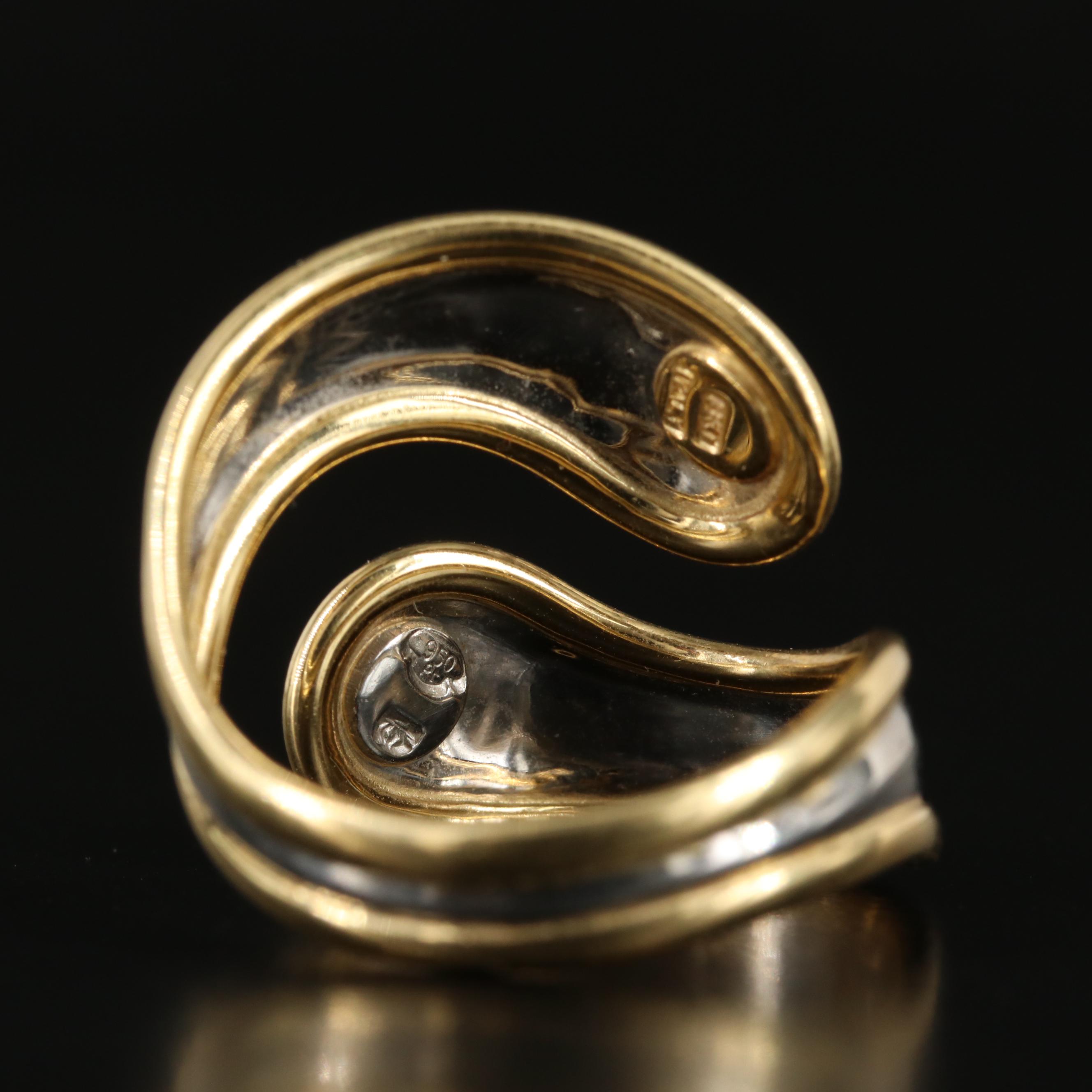 Platinum with 18K Frame By-Pass Ring