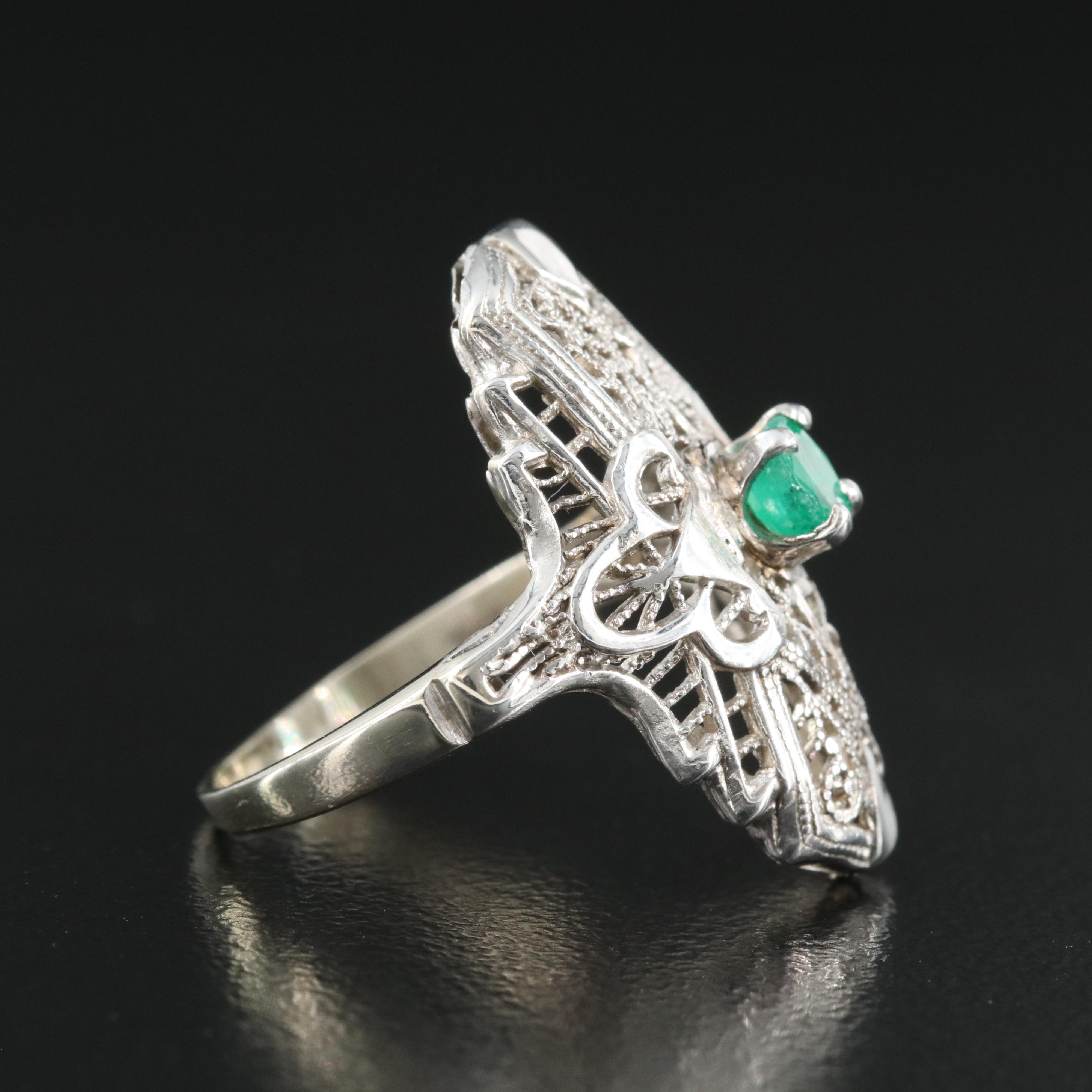 Vintage 14K Emerald Latticework Ring