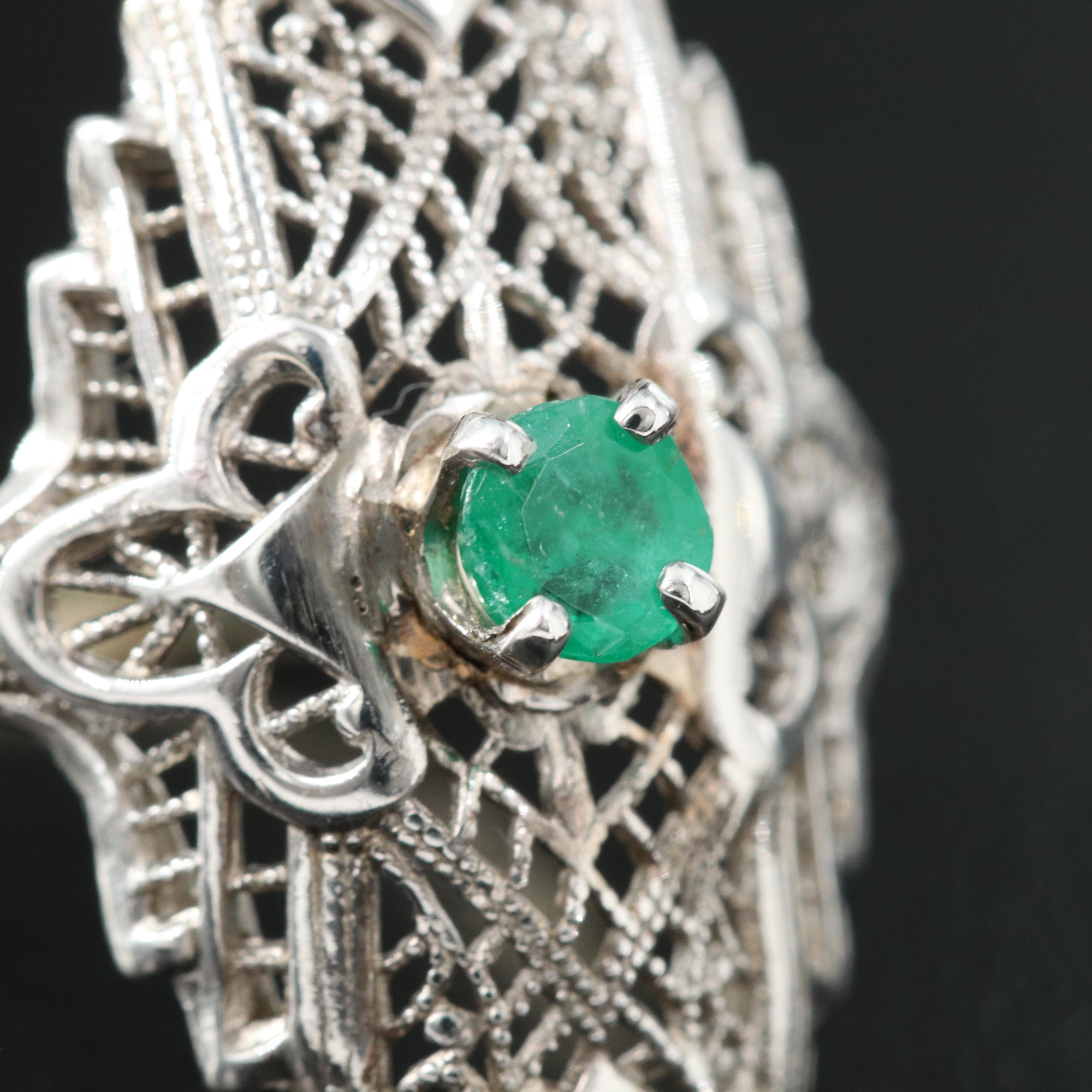 Vintage 14K Emerald Latticework Ring