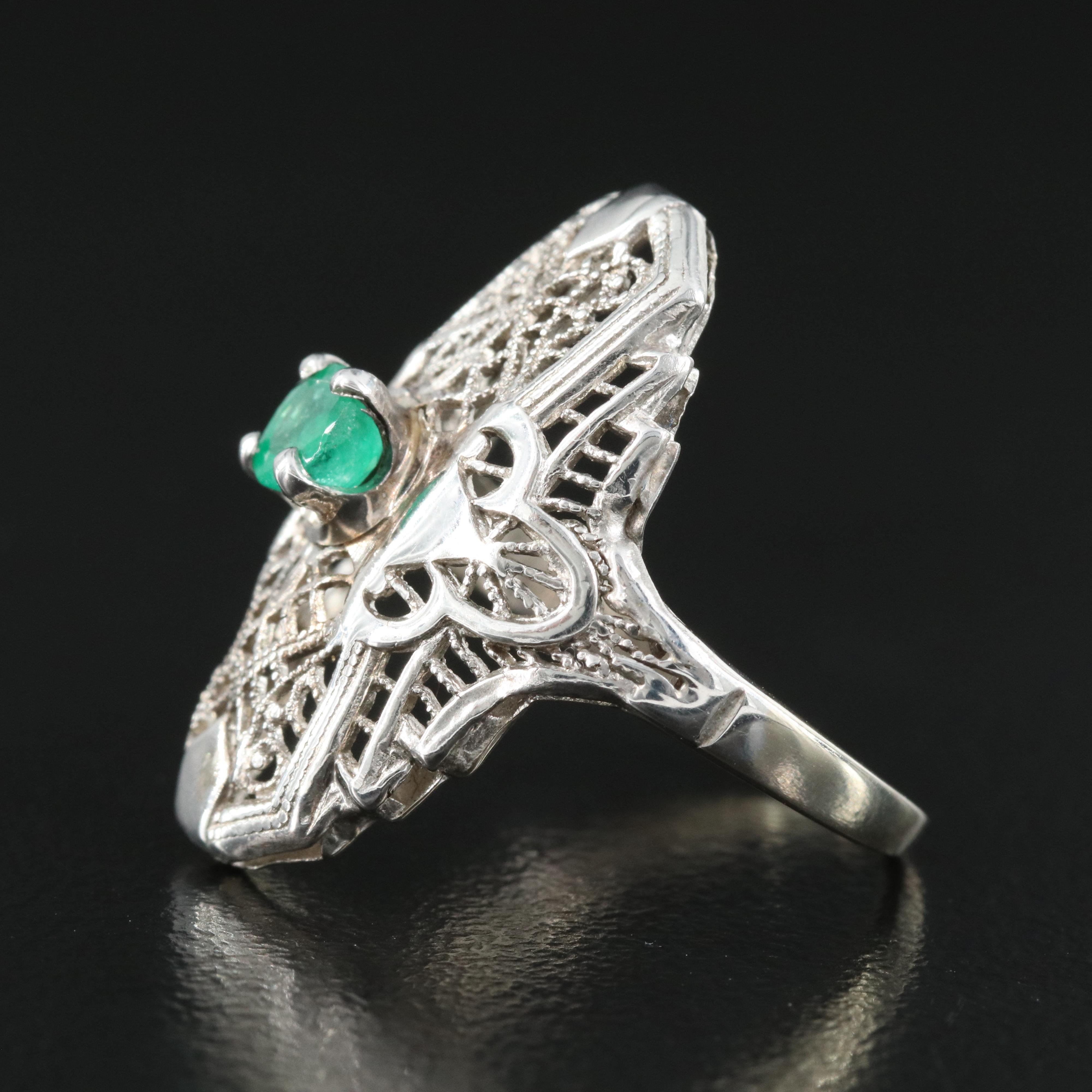 Vintage 14K Emerald Latticework Ring