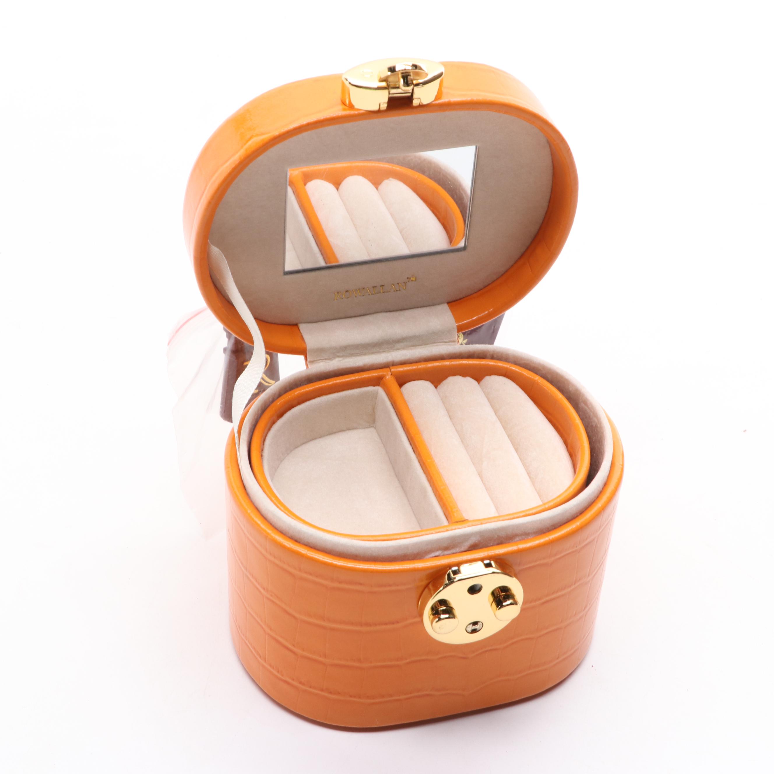 Rowallan Orange and Green Leather Travel Jewelry Cases EBTH