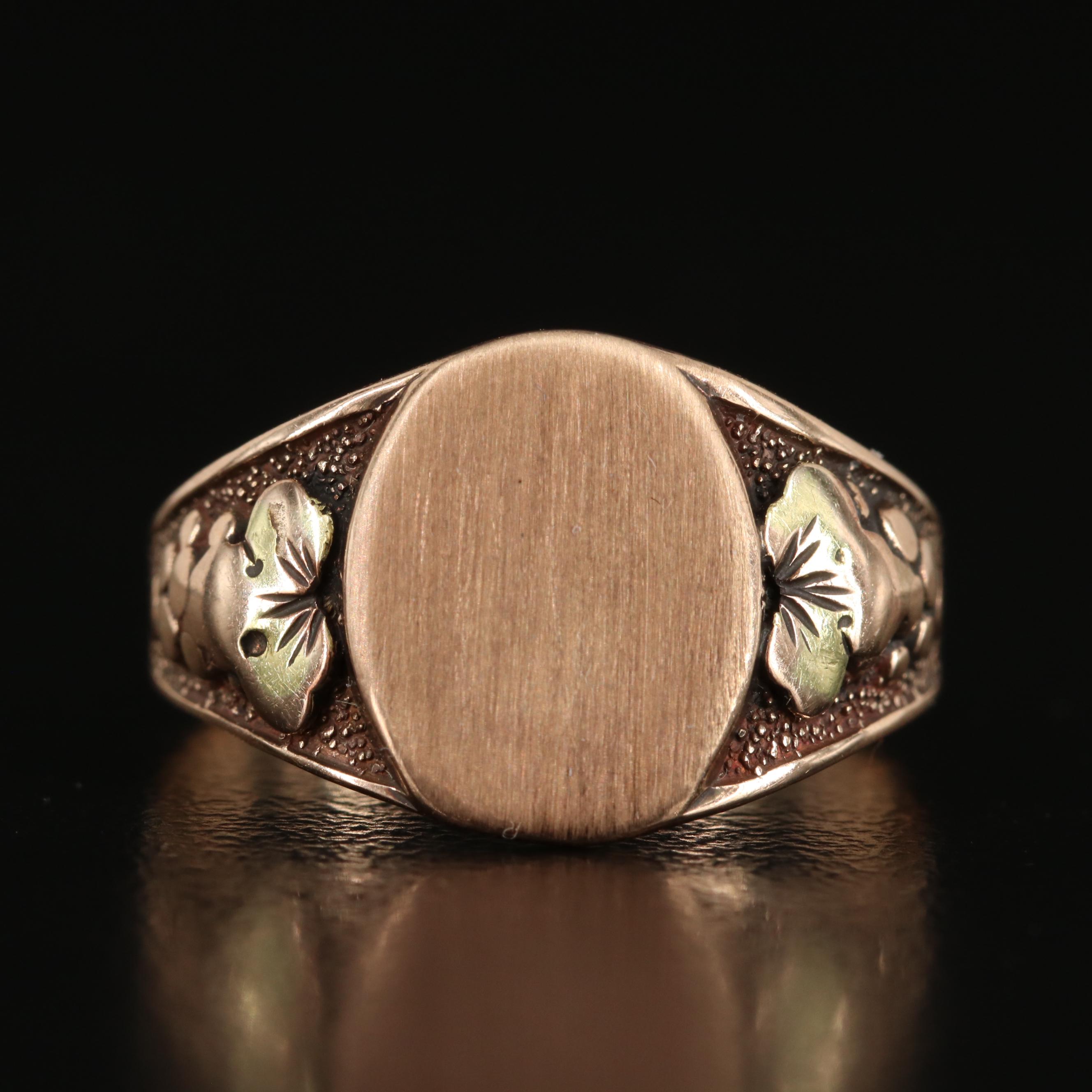 Vintage 10K Signet Ring with Grape Detail