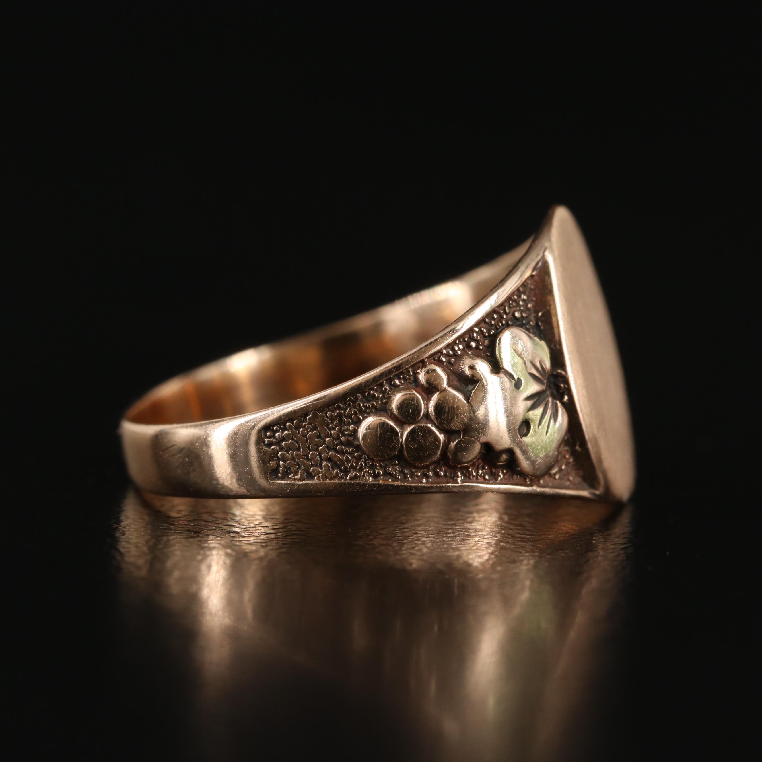 Vintage 10K Signet Ring with Grape Detail