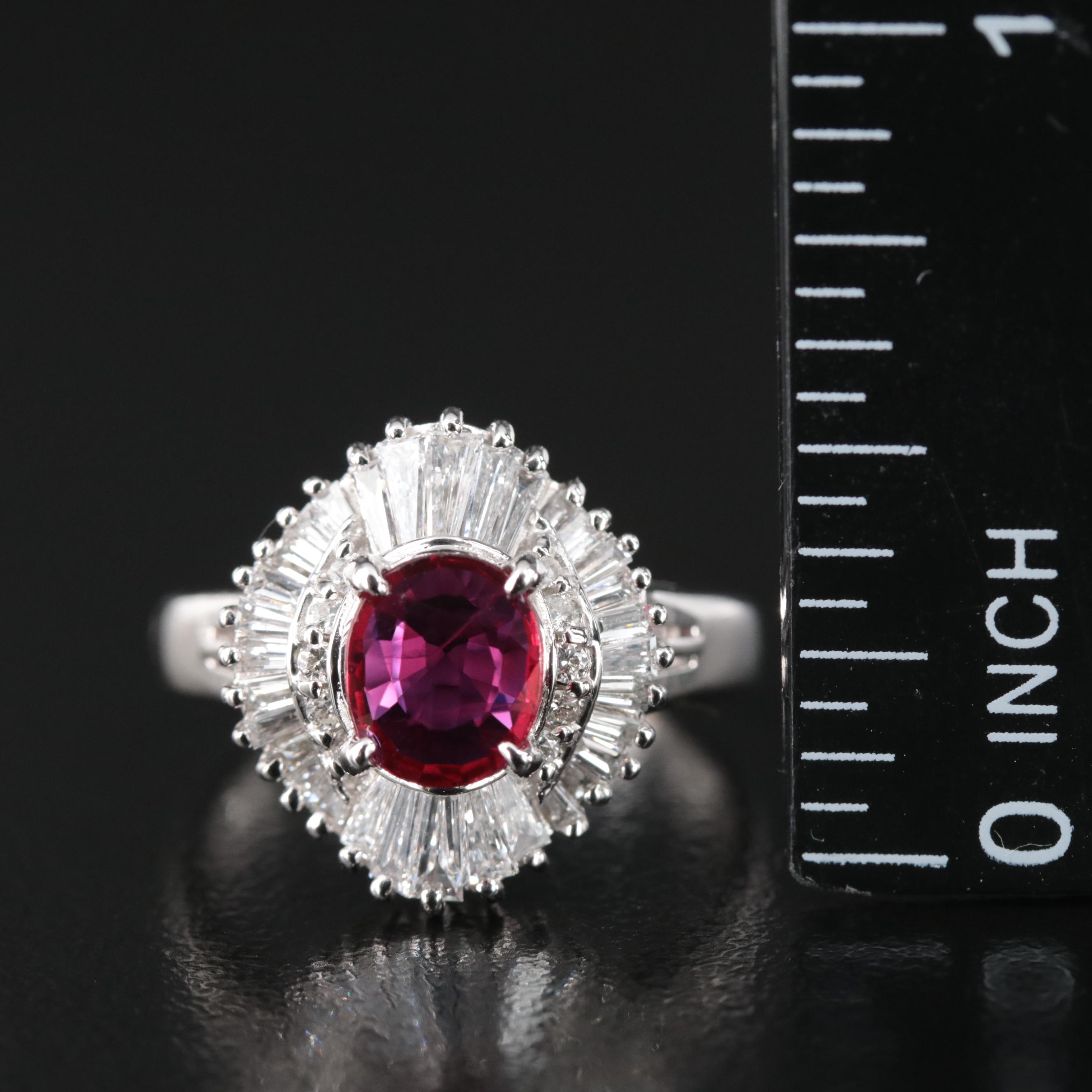 Platinum Thai Ruby and Diamond Ring with GIA Origin Report