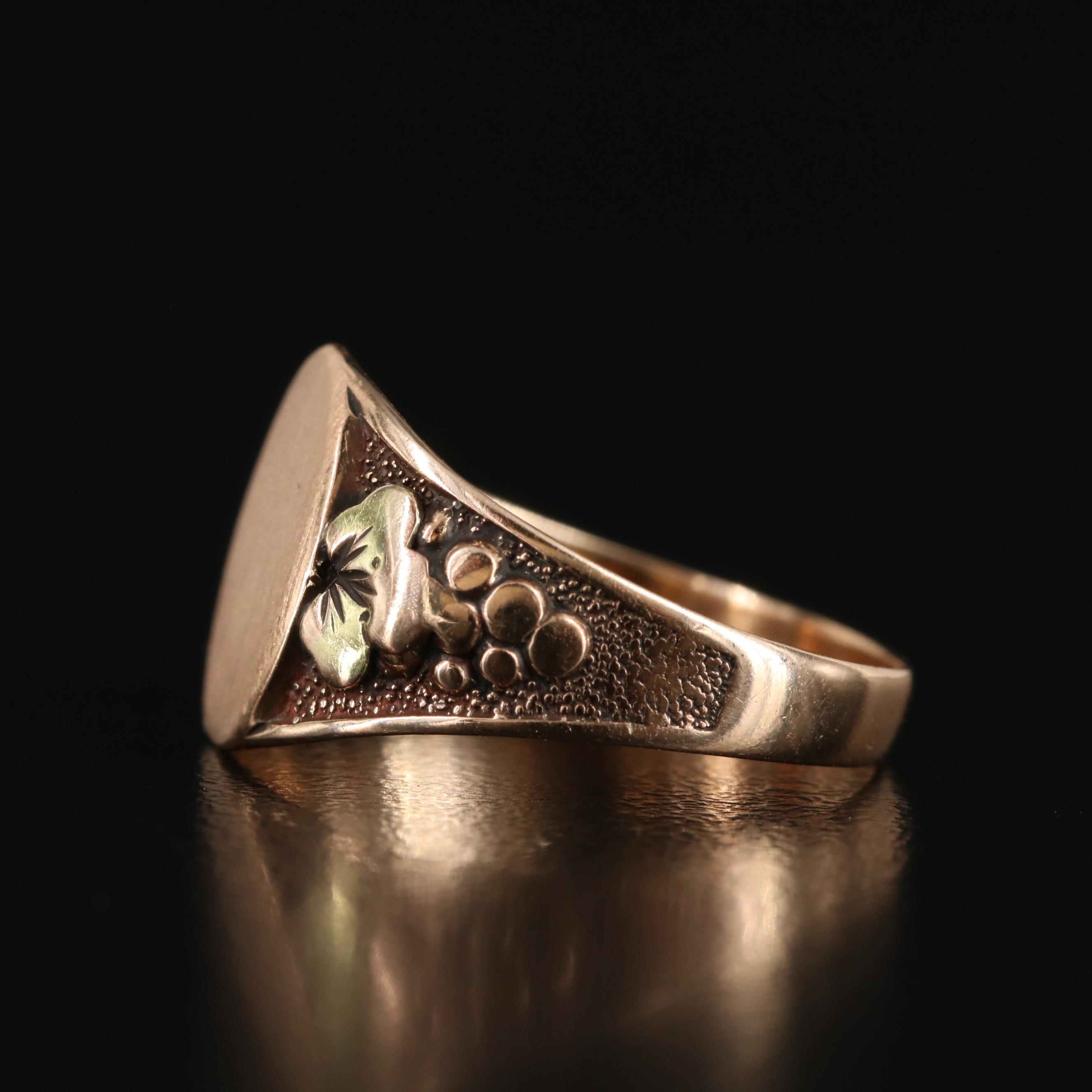 Vintage 10K Signet Ring with Grape Detail