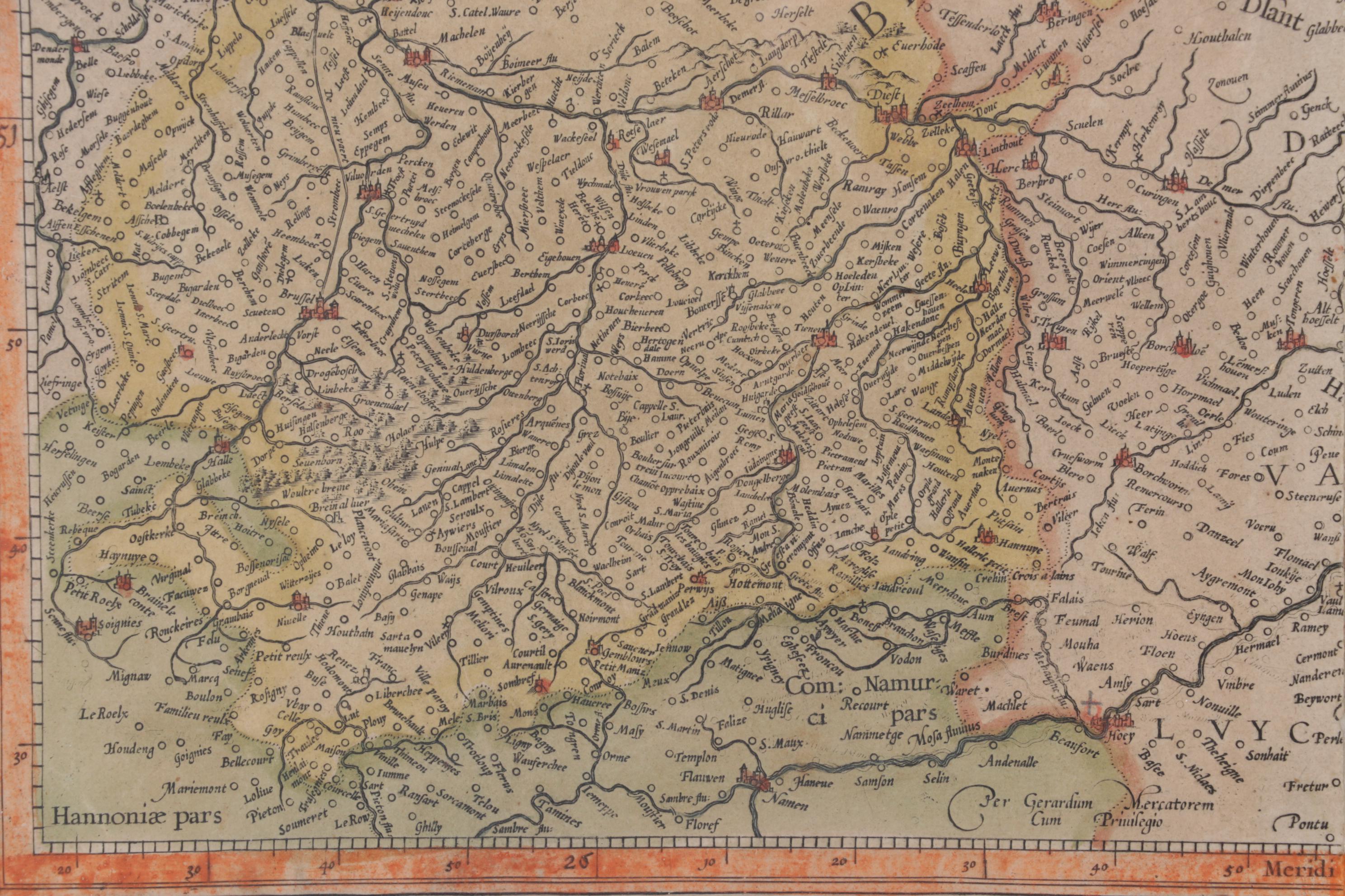 Hand-Colored Engraving of the Netherlands, Circa 1613