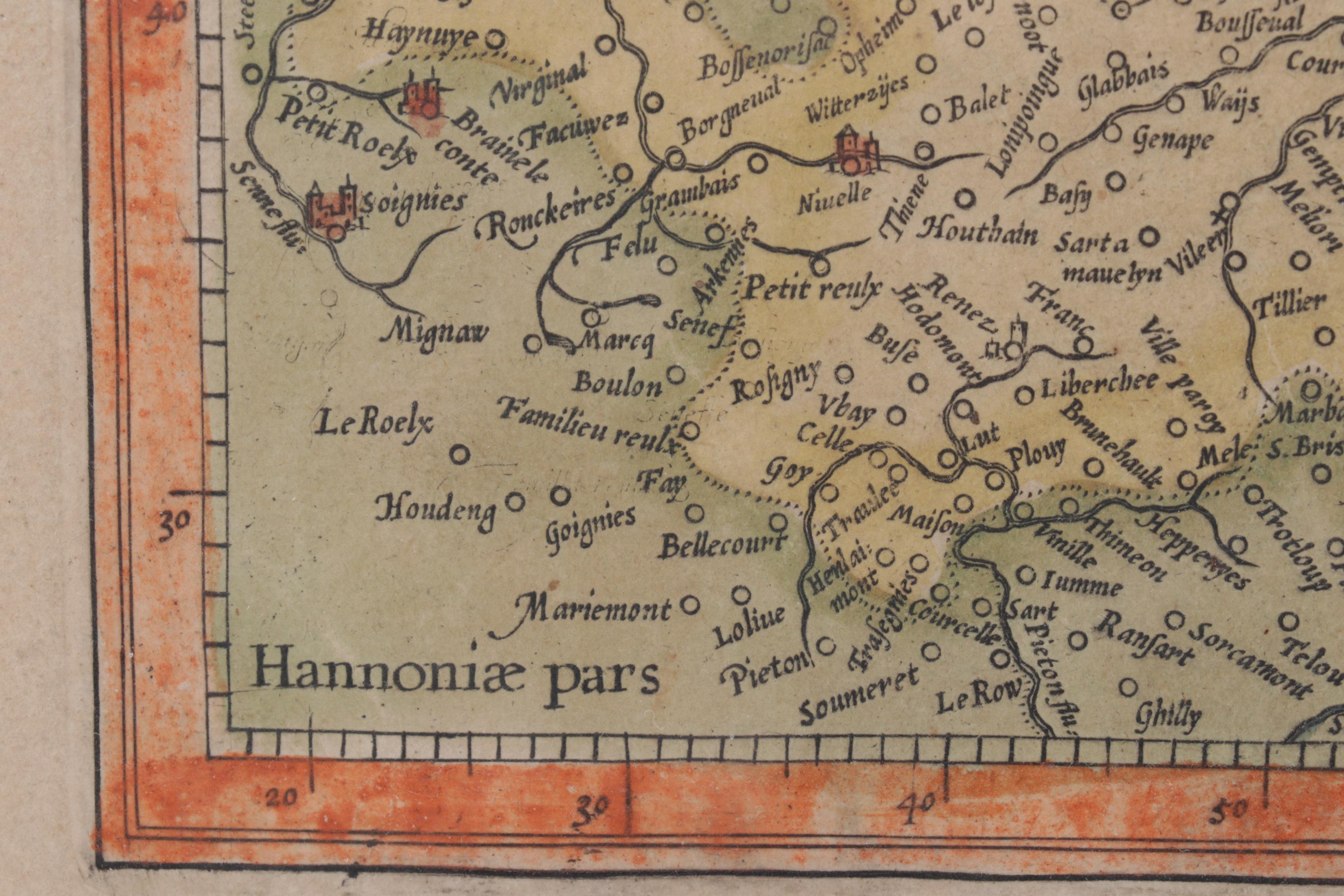 Hand-Colored Engraving of the Netherlands, Circa 1613