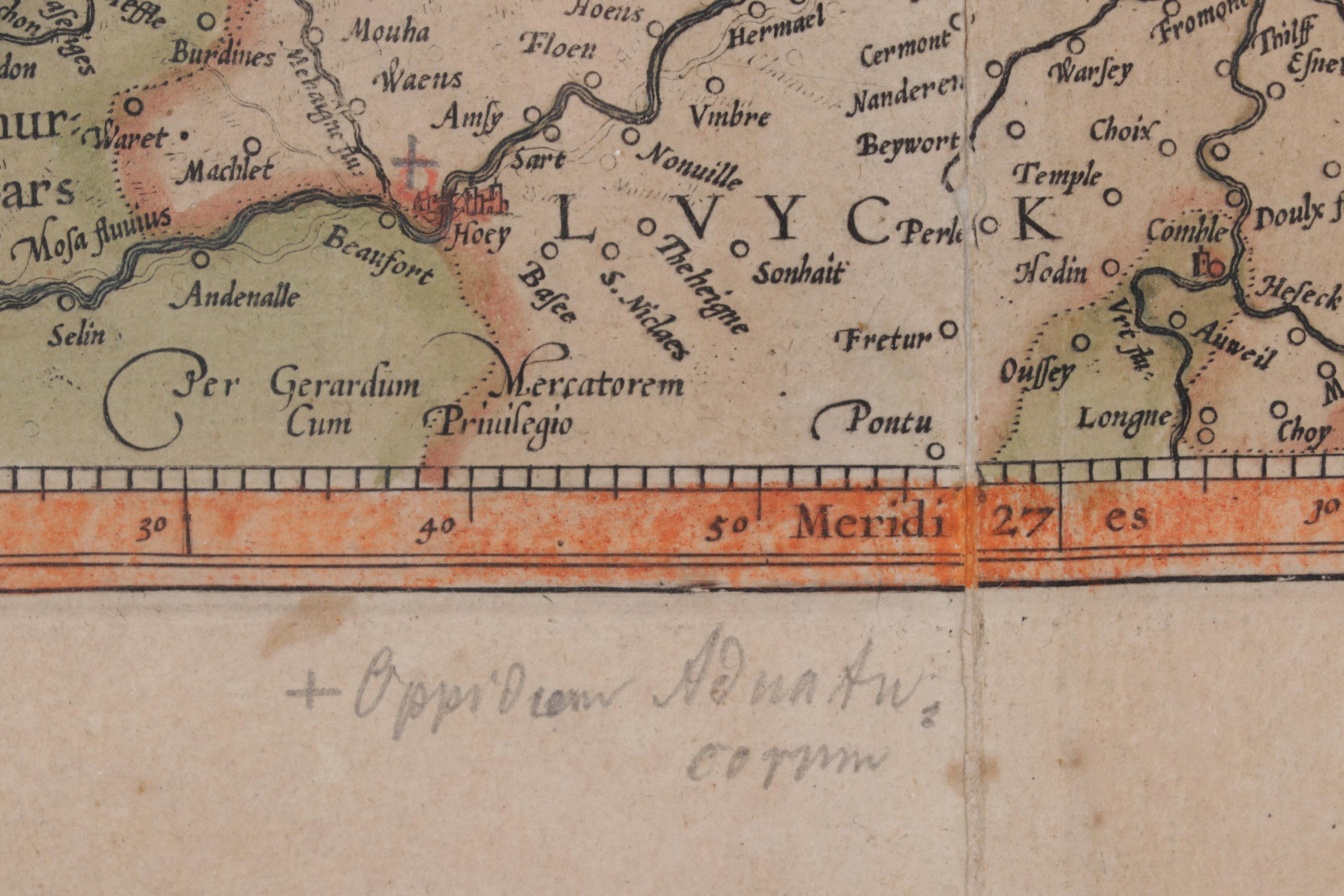 Hand-Colored Engraving of the Netherlands, Circa 1613