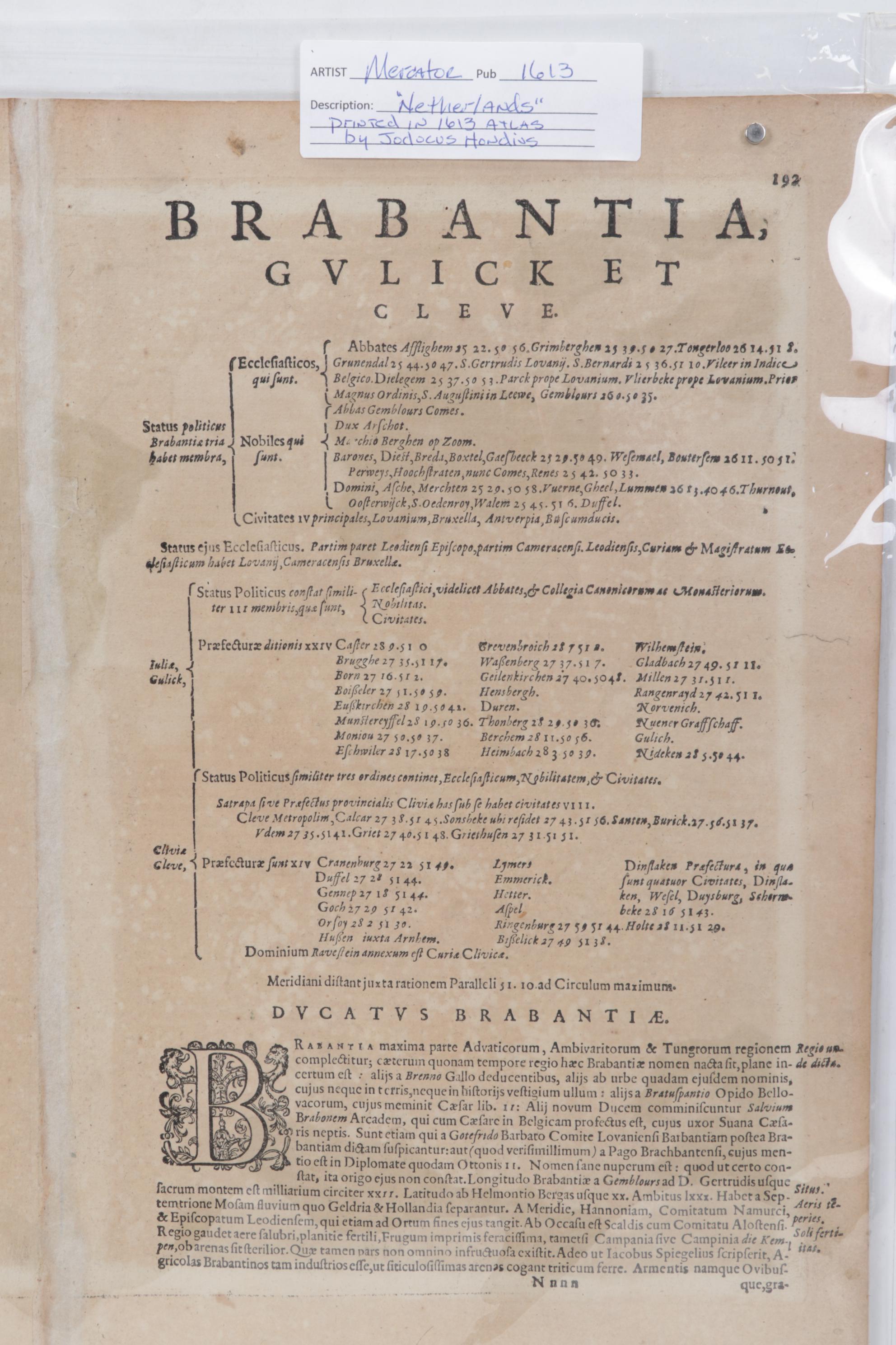 Hand-Colored Engraving of the Netherlands, Circa 1613