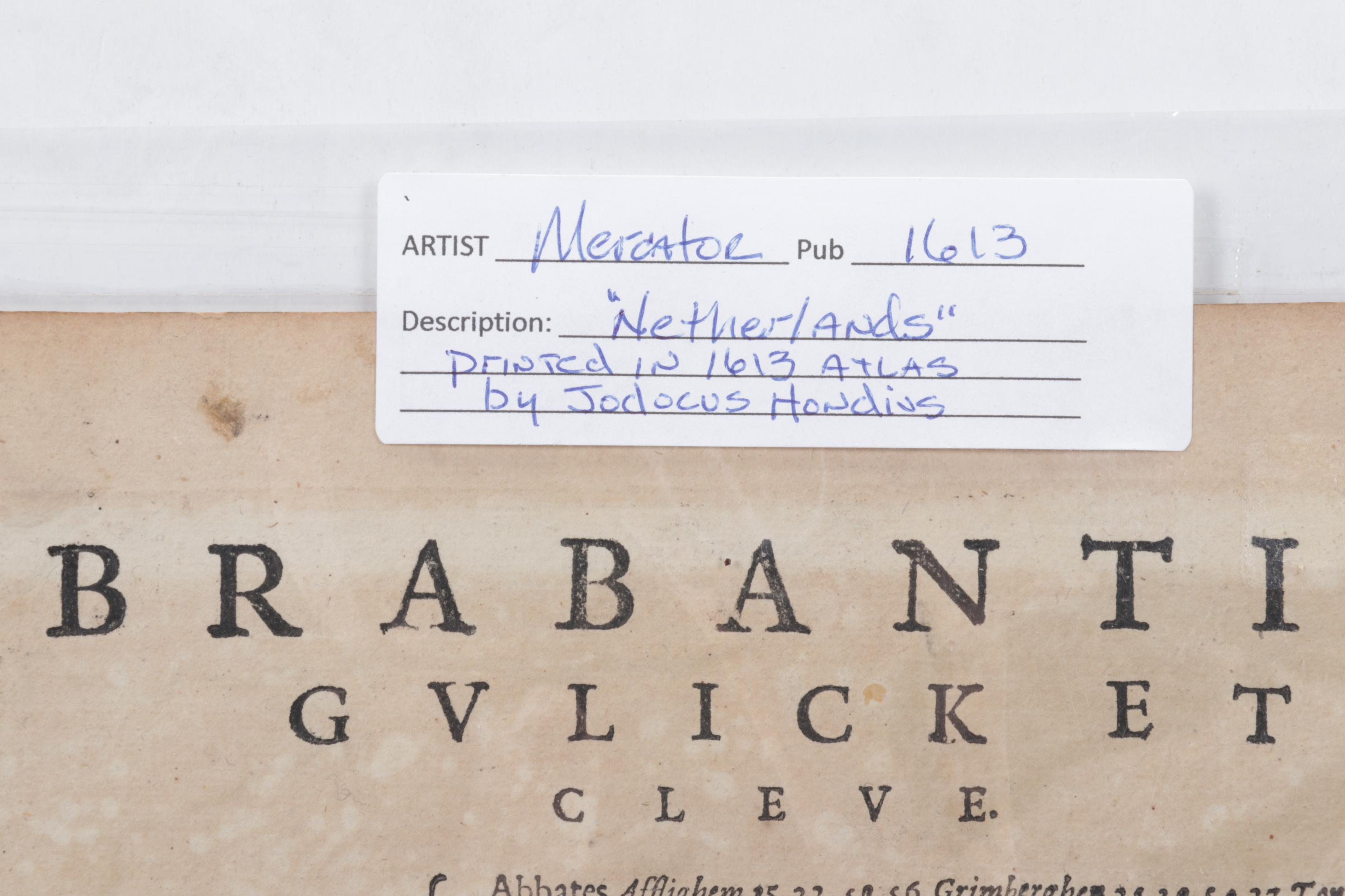 Hand-Colored Engraving of the Netherlands, Circa 1613