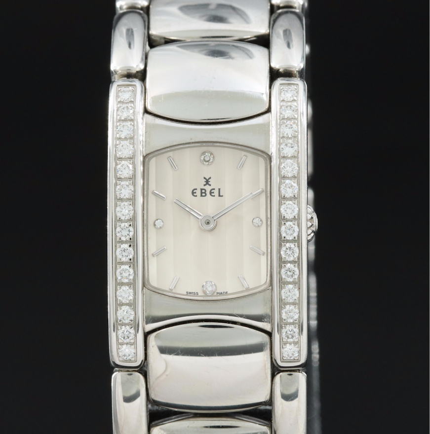 Ebel Beluga Manchette Diamond and Stainless Steel Quartz Wristwatch