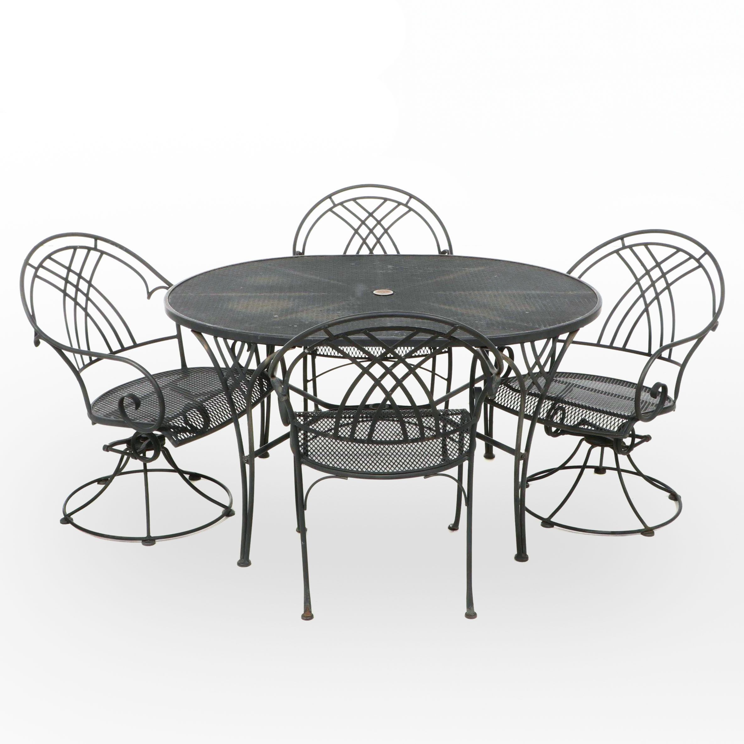 Five-Piece Woodard Powder-Coated Metal and Wire Mesh Patio Dining Set