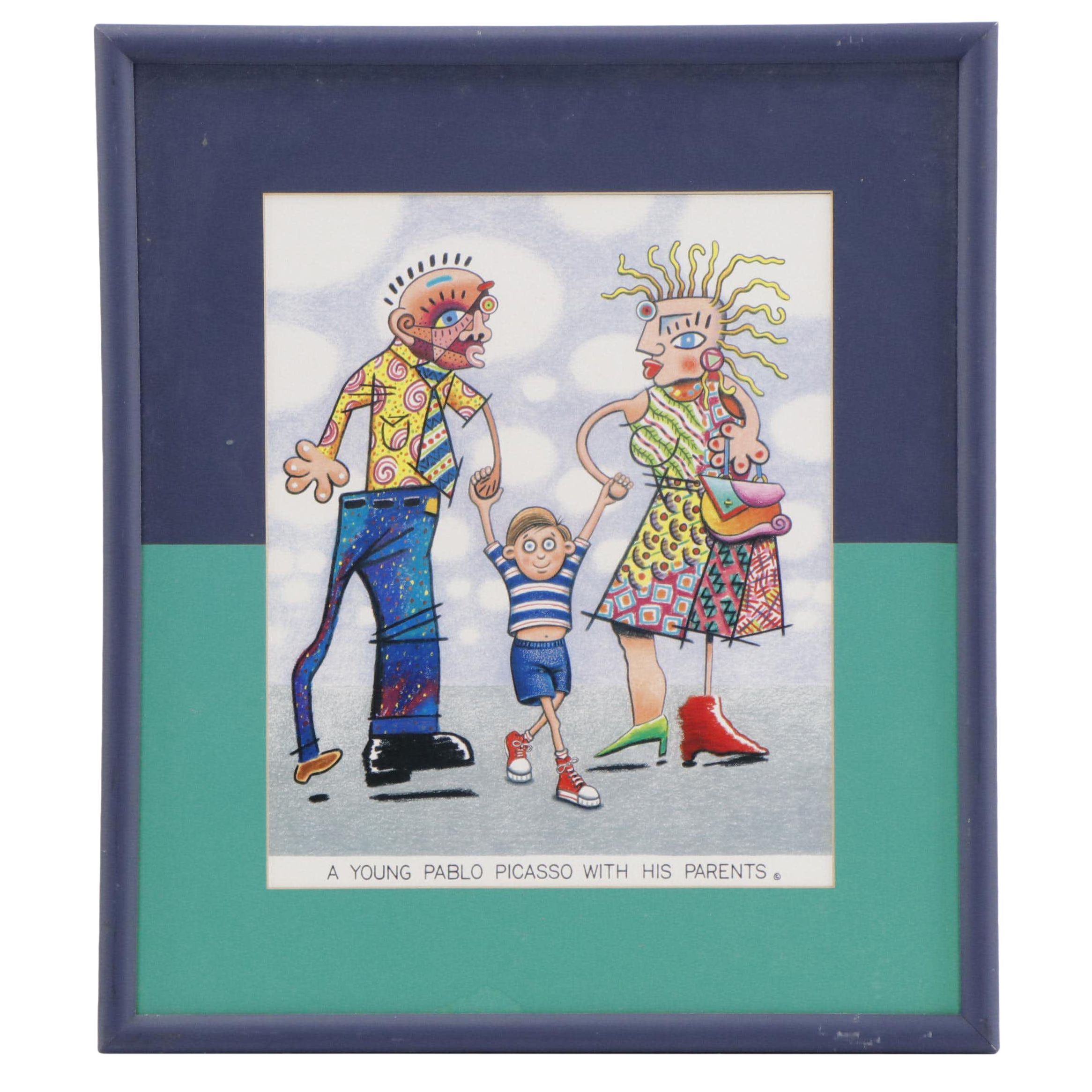 "A Young Pablo Picasso With His Parents" After John Long