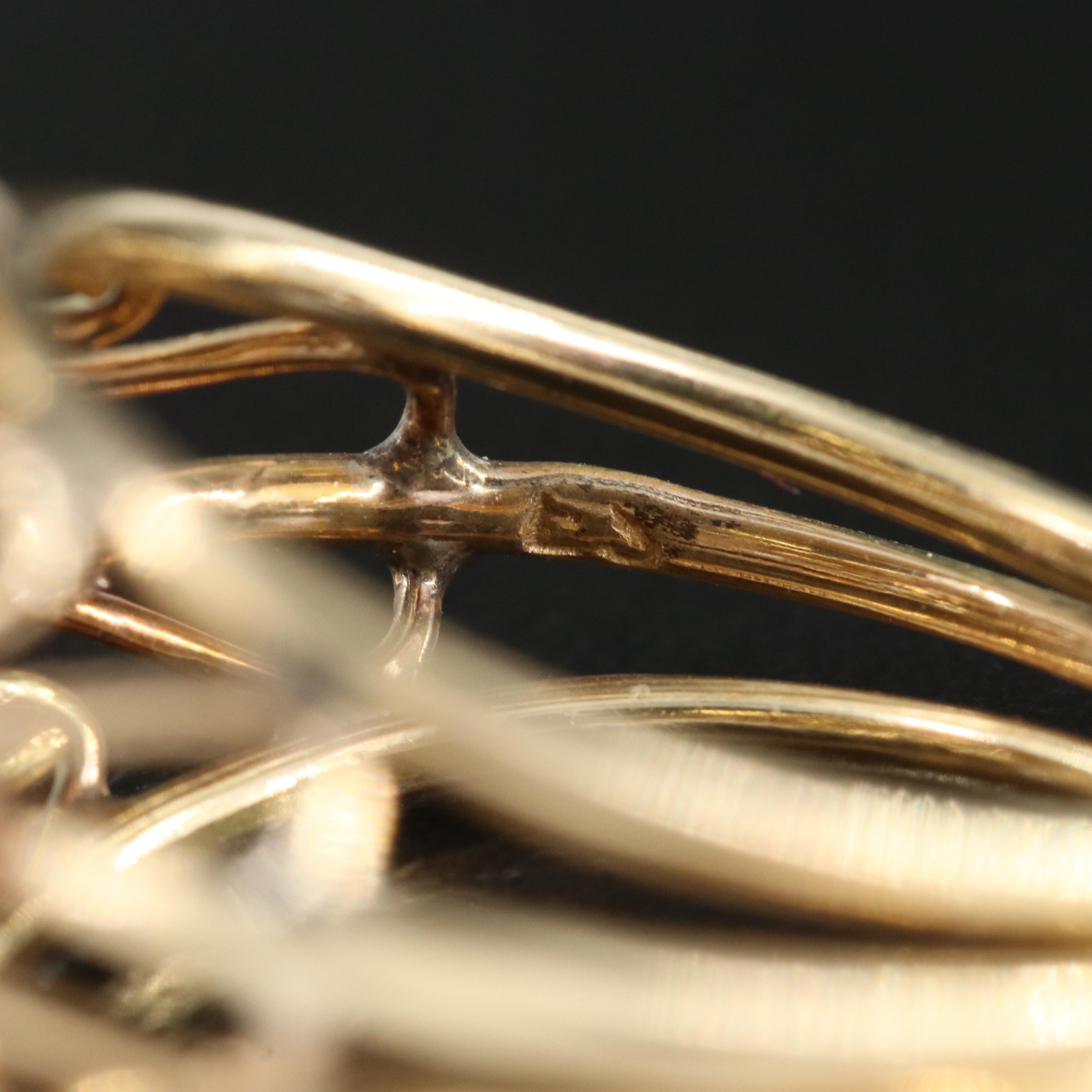 Vintage 14K Ruby and Seed Pearl Tiered Ring