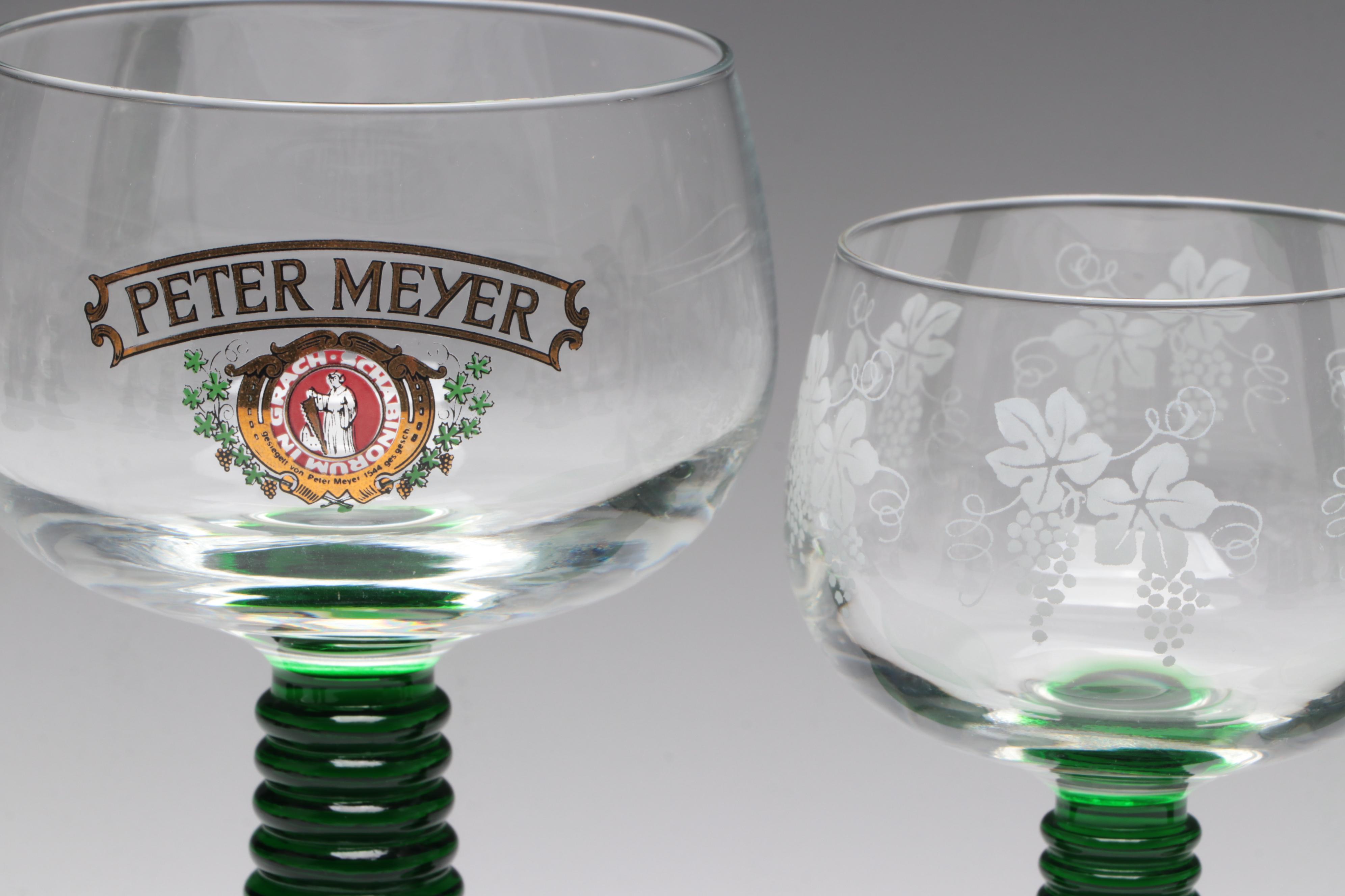 German Green Stem Roemer Wine Glasses EBTH