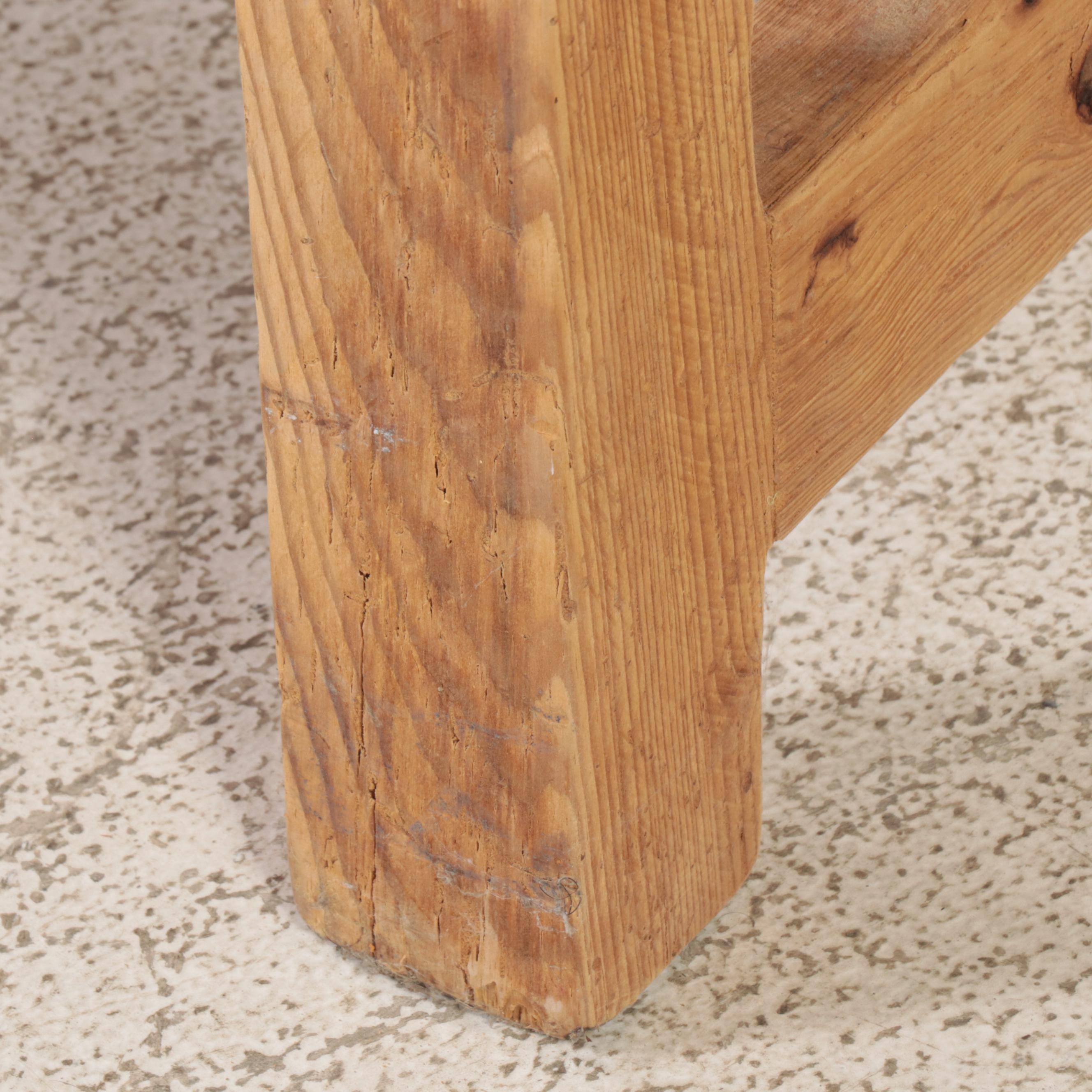 Austrian Style Carved Scrubbed Pine Bench