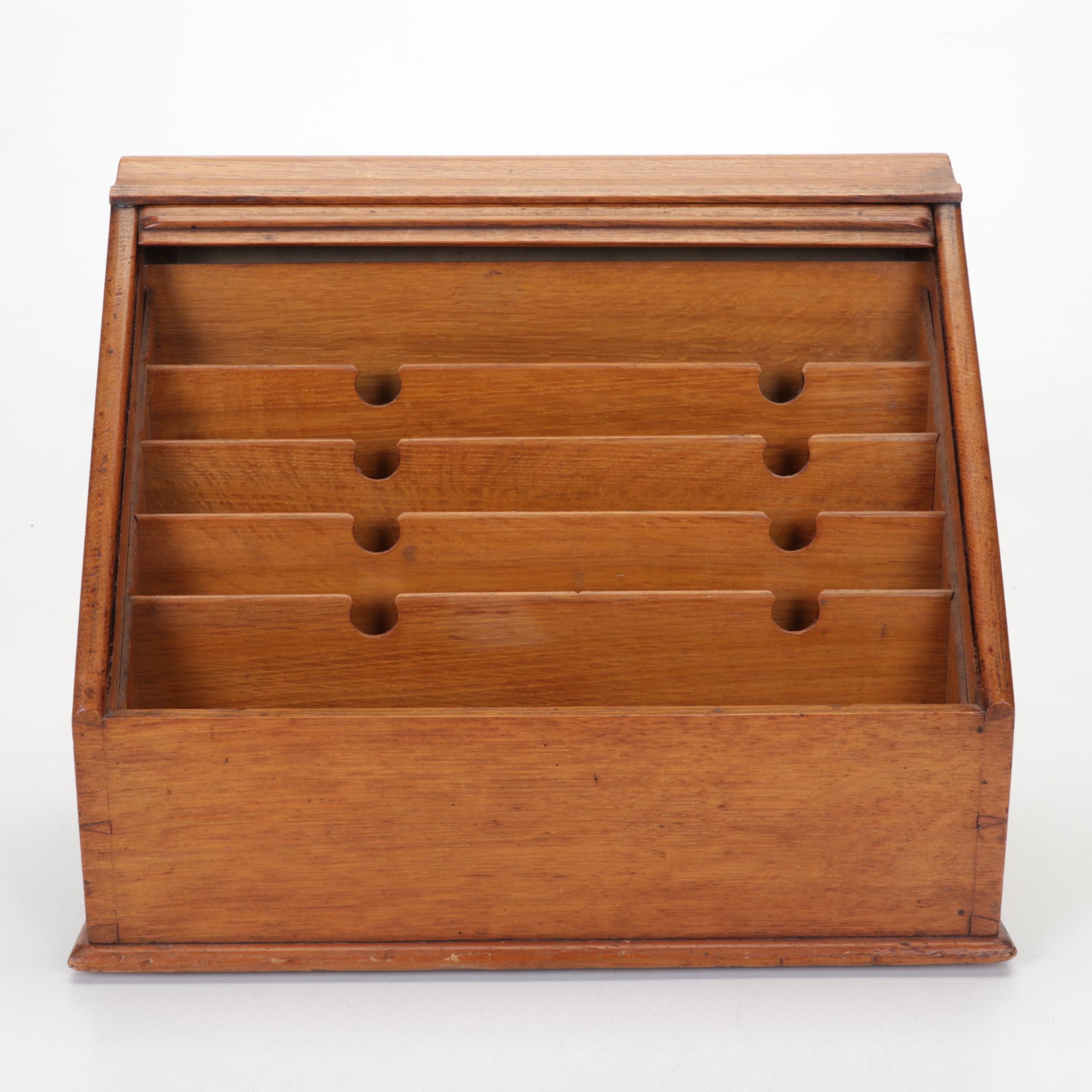 Rolling Desk Top Oak Filing Cabinet, Late 19th Century