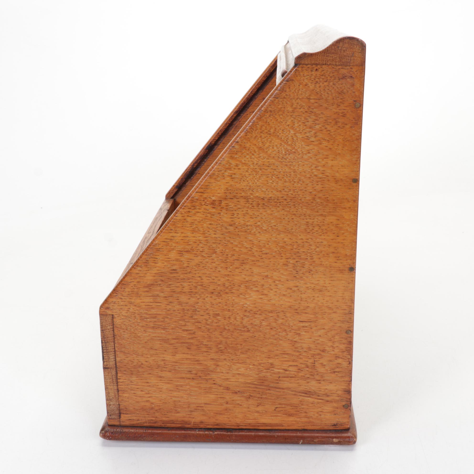 Rolling Desk Top Oak Filing Cabinet, Late 19th Century