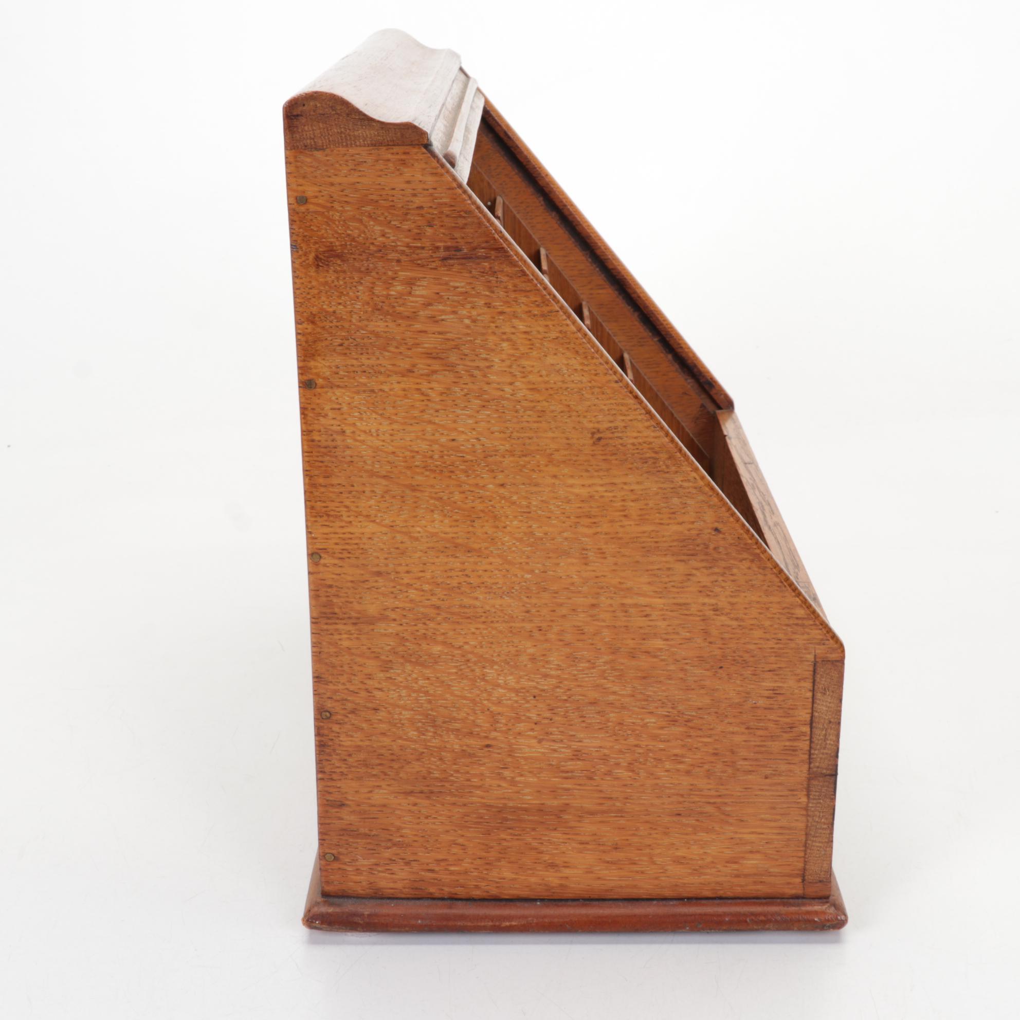 Rolling Desk Top Oak Filing Cabinet, Late 19th Century