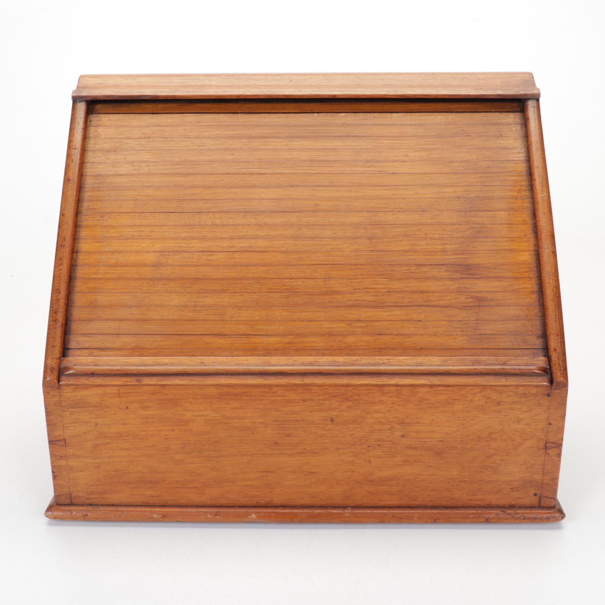 Rolling Desk Top Oak Filing Cabinet, Late 19th Century