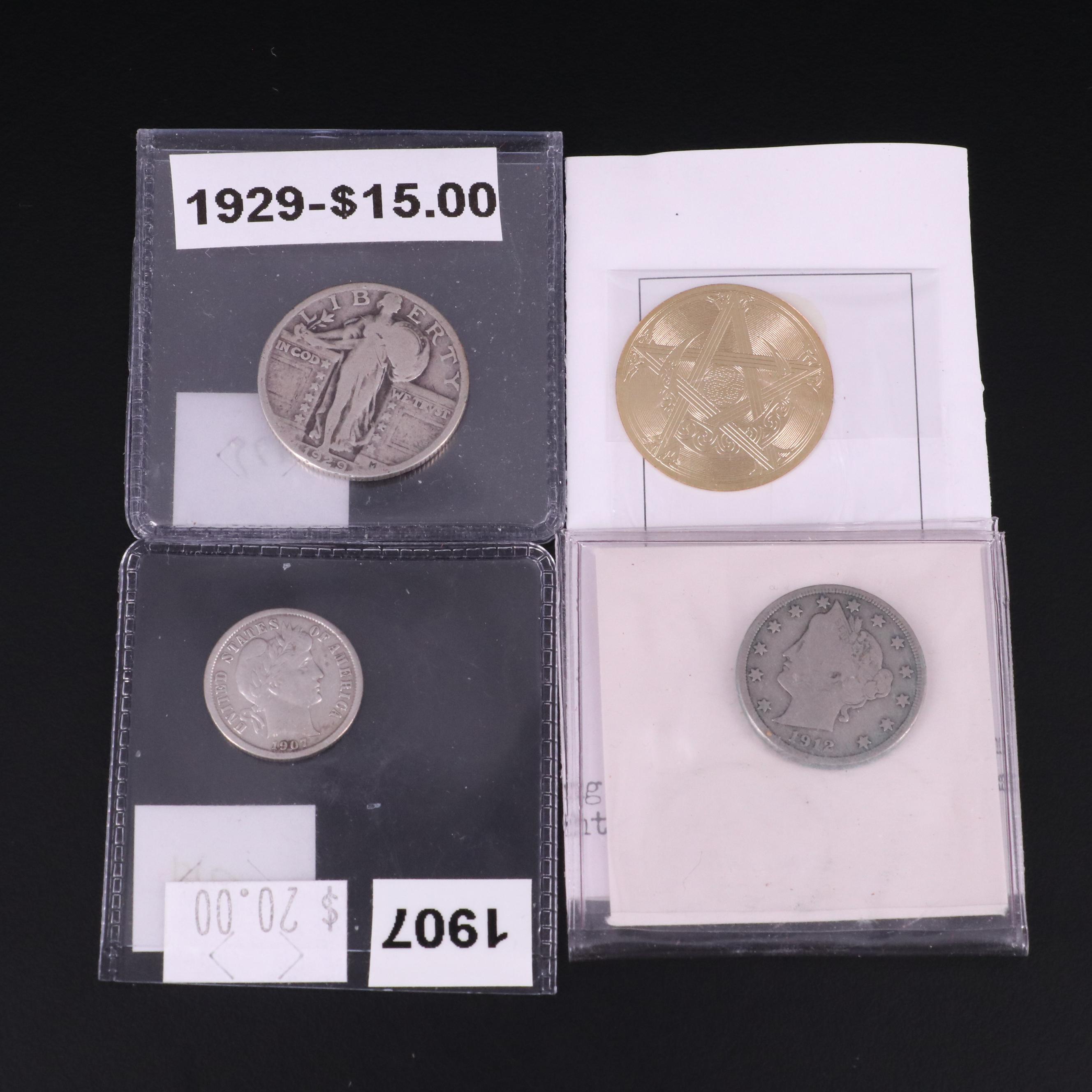 Collection of Eighteen United States Coins and a Token