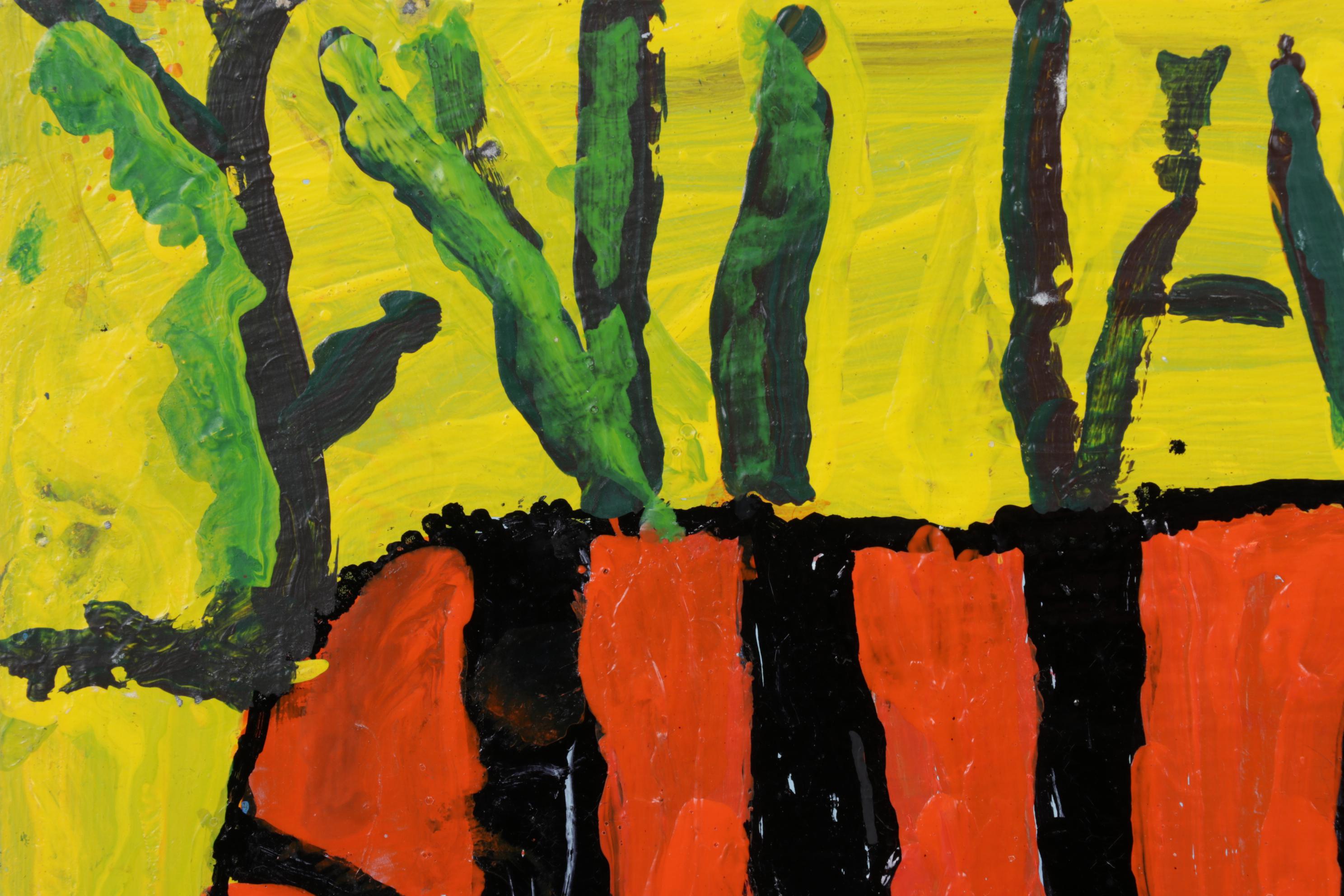 Jeff Meadows Outsider Art Acrylic Painting of a Tiger, 21st Century