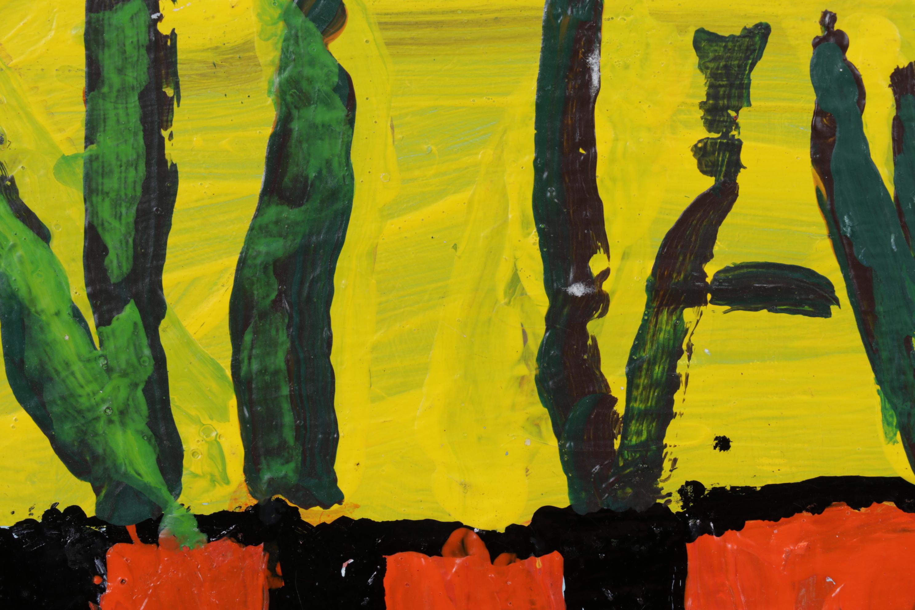 Jeff Meadows Outsider Art Acrylic Painting of a Tiger, 21st Century