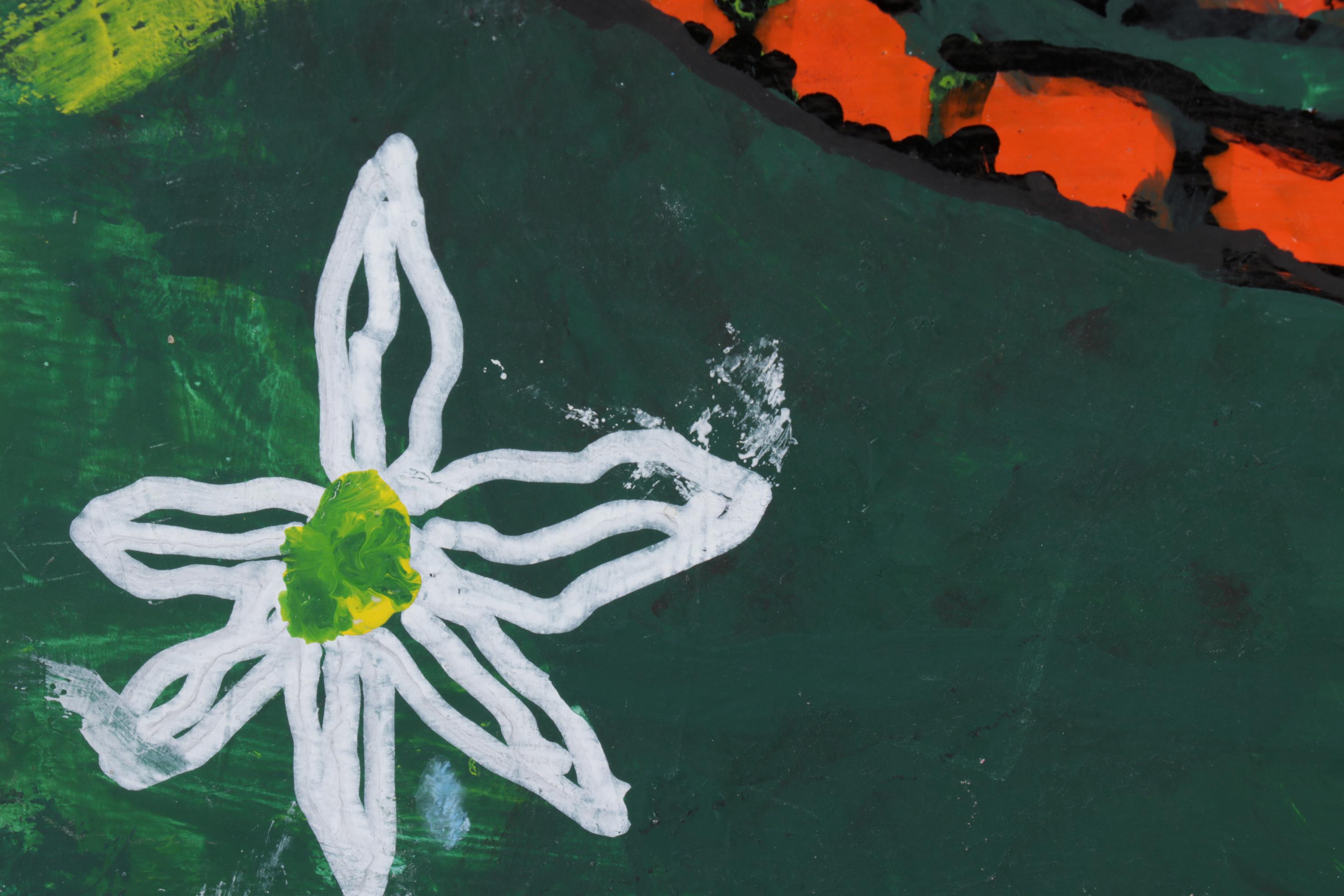 Jeff Meadows Outsider Art Acrylic Painting of a Tiger, 21st Century