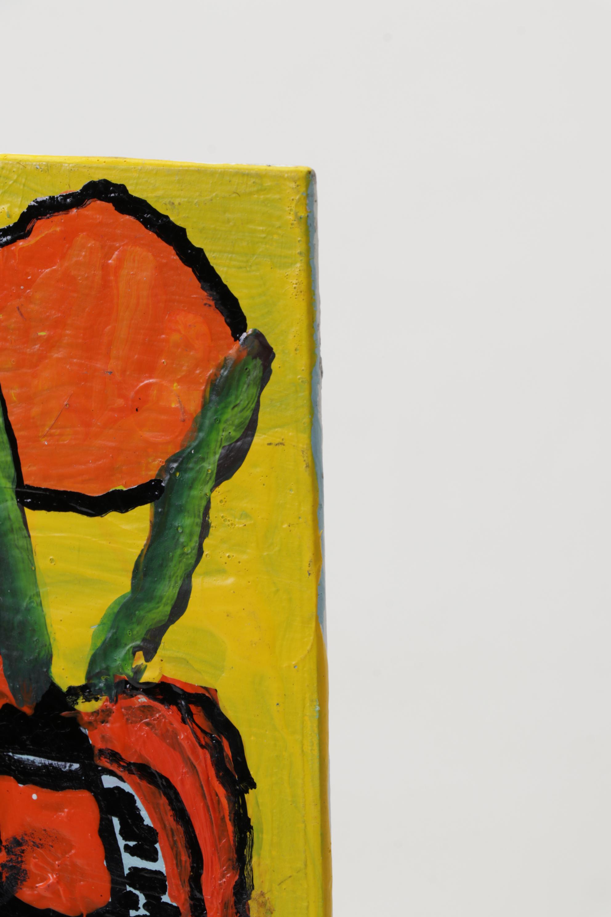 Jeff Meadows Outsider Art Acrylic Painting of a Tiger, 21st Century