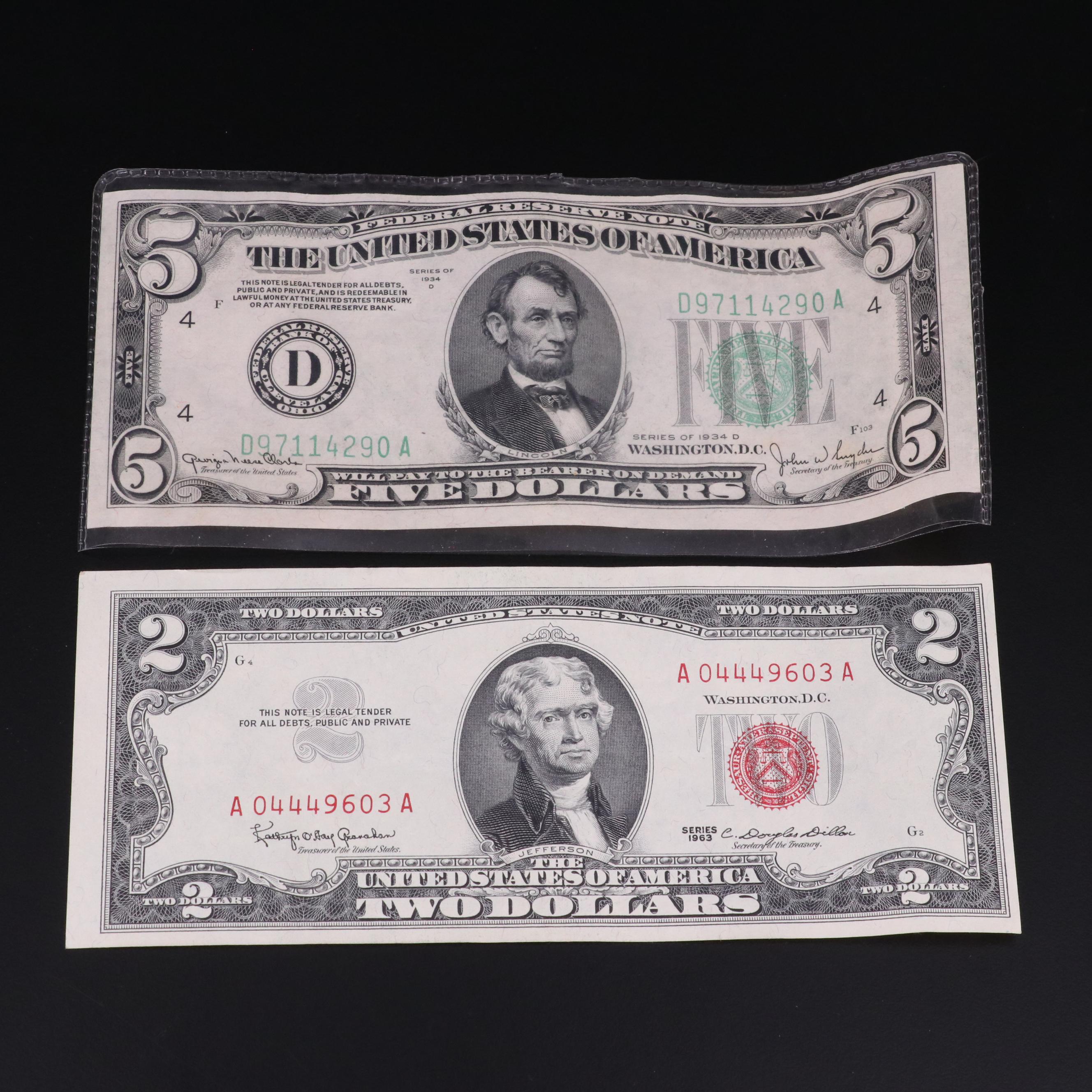 Collection of United States Coins, Currency, and a Silver Bicentennial Medal