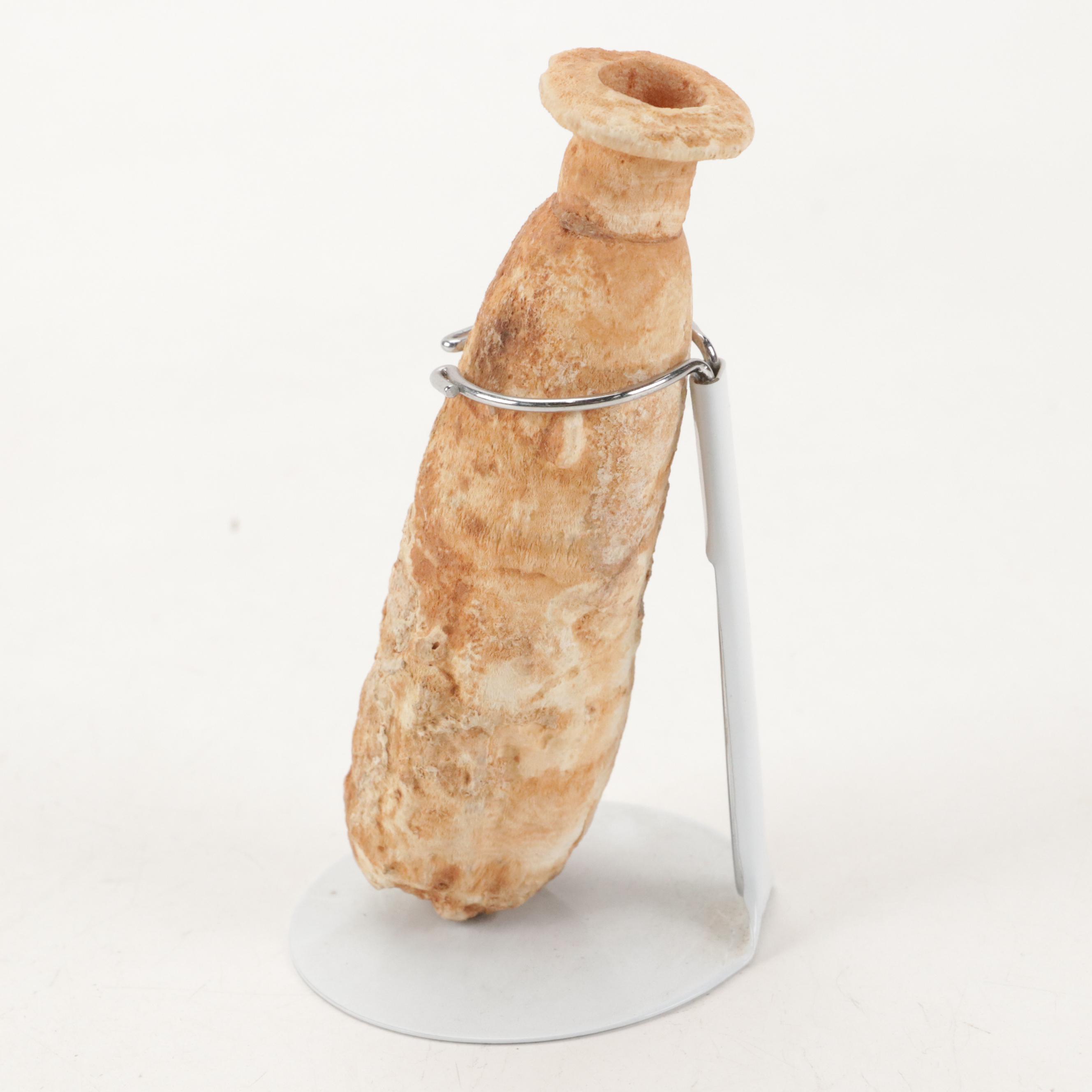 Egyptian Alabastron-Shaped Alabaster Vessel with Lug Handles, 1st Millennium BCE