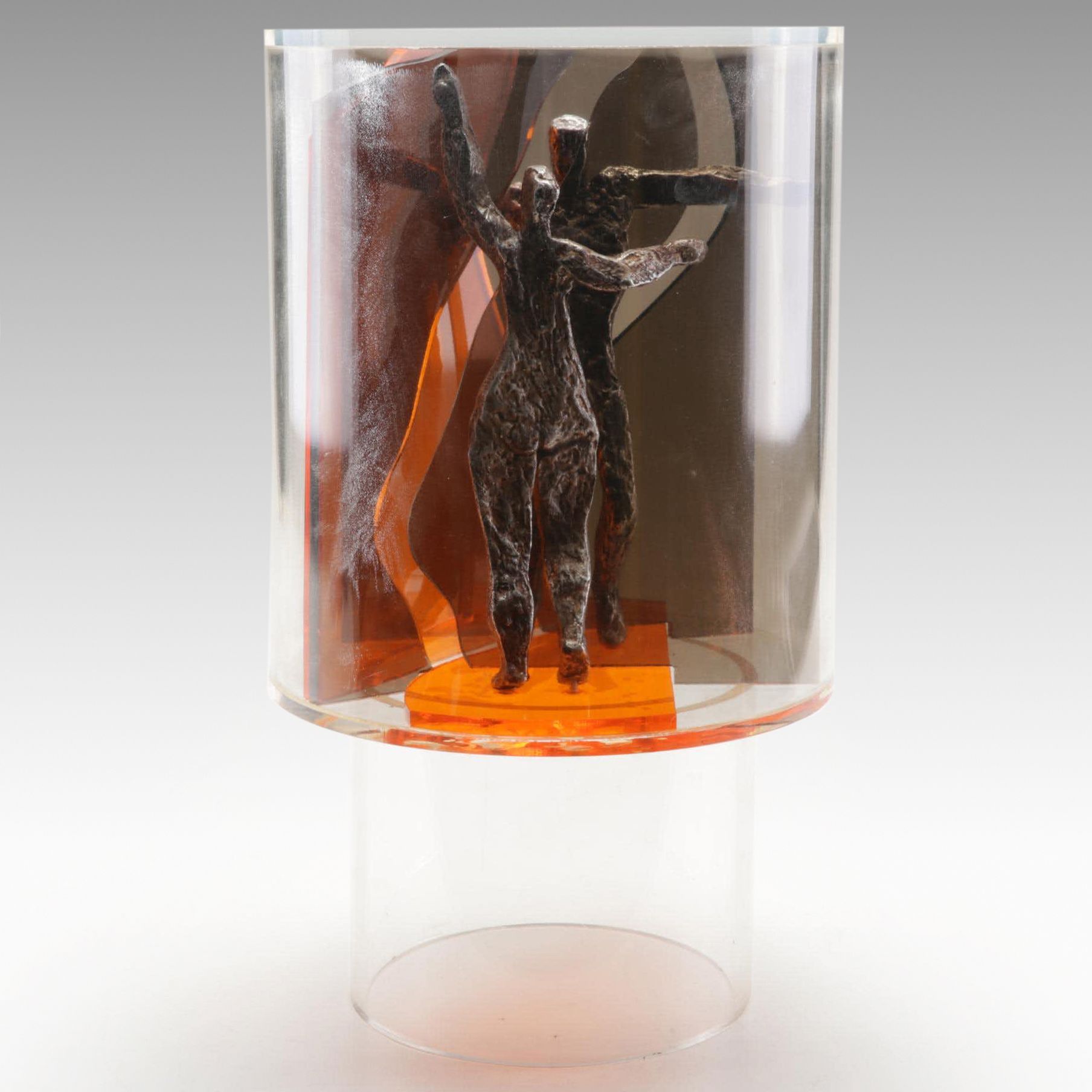 Rita Sargen Simon Lucite and Metal Abstracted Figural Sculpture, Late 20th Centu