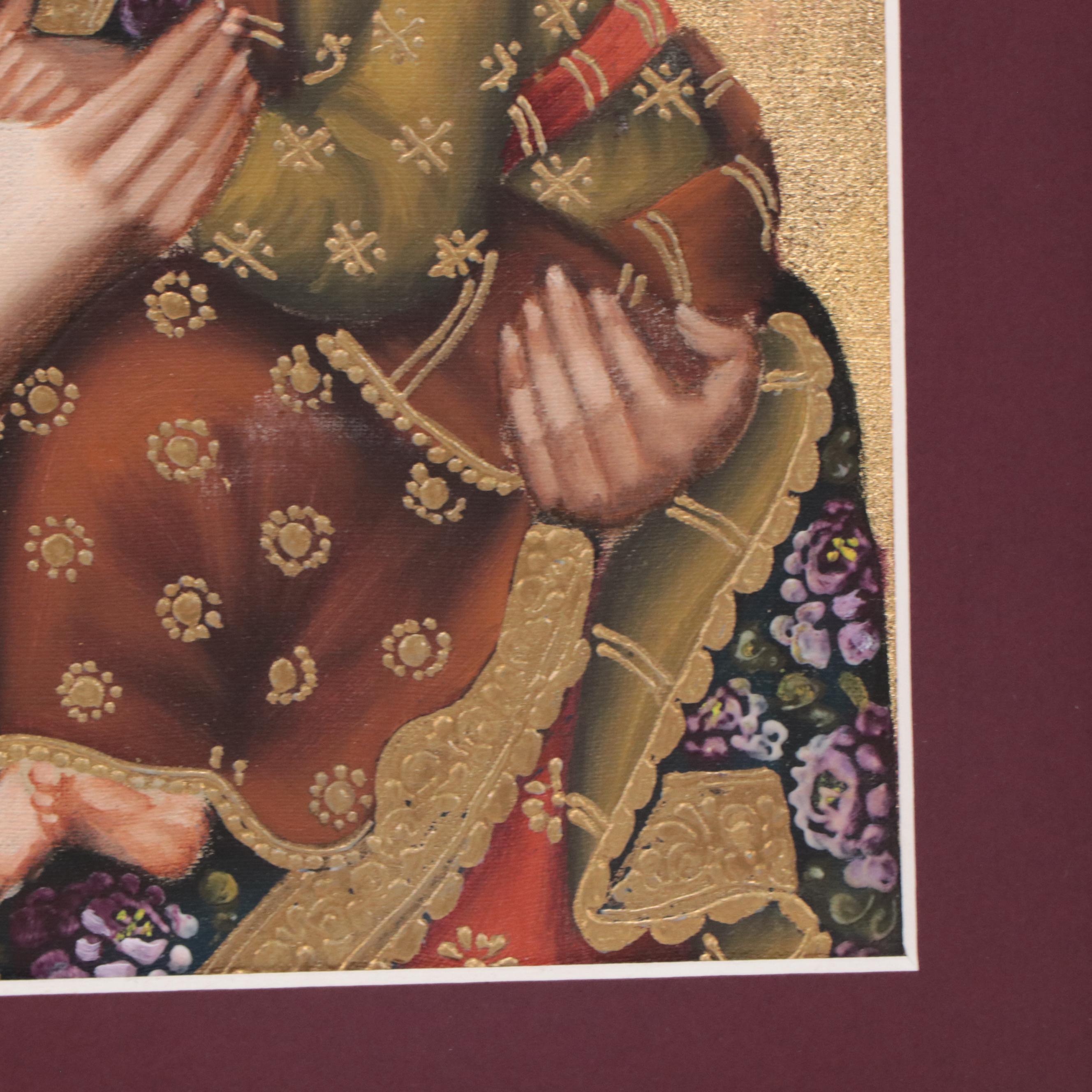 Ernesto Zuniga Cuzco Style Painting "Perpetuo Sororro Virgen," 1990