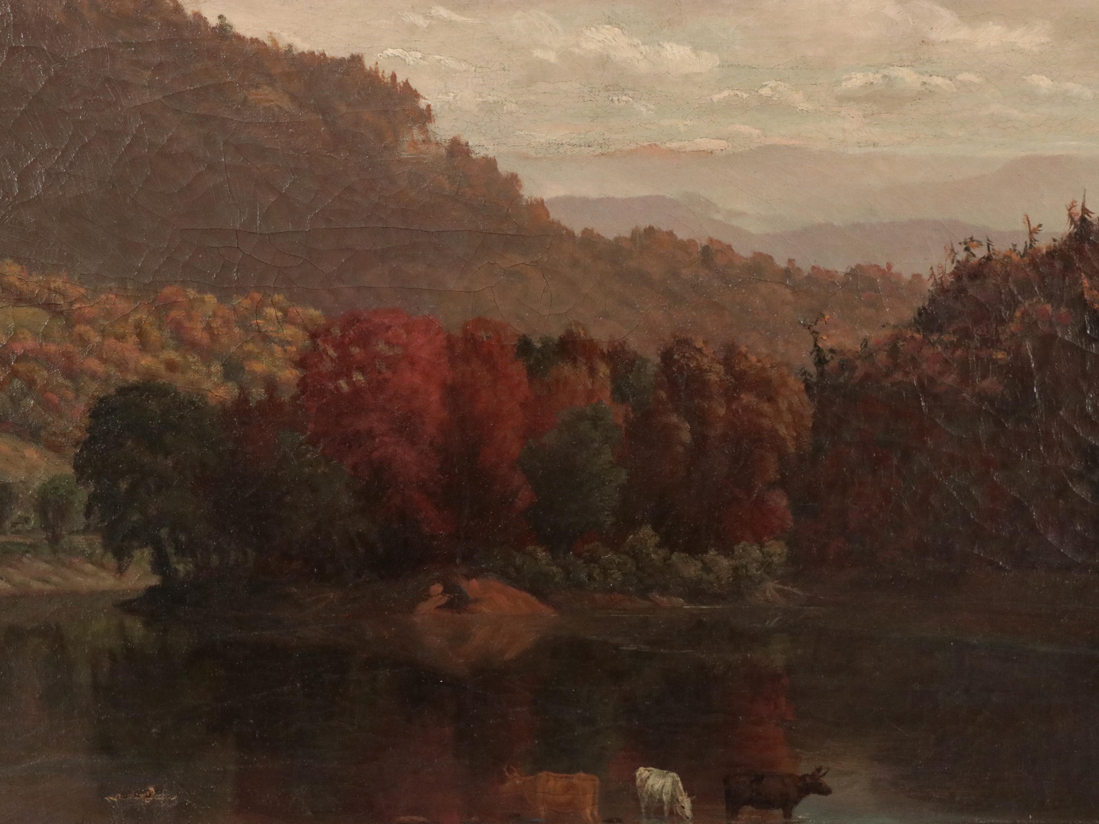 Hudson River School Landscape Oil Painting, Late 19th Century