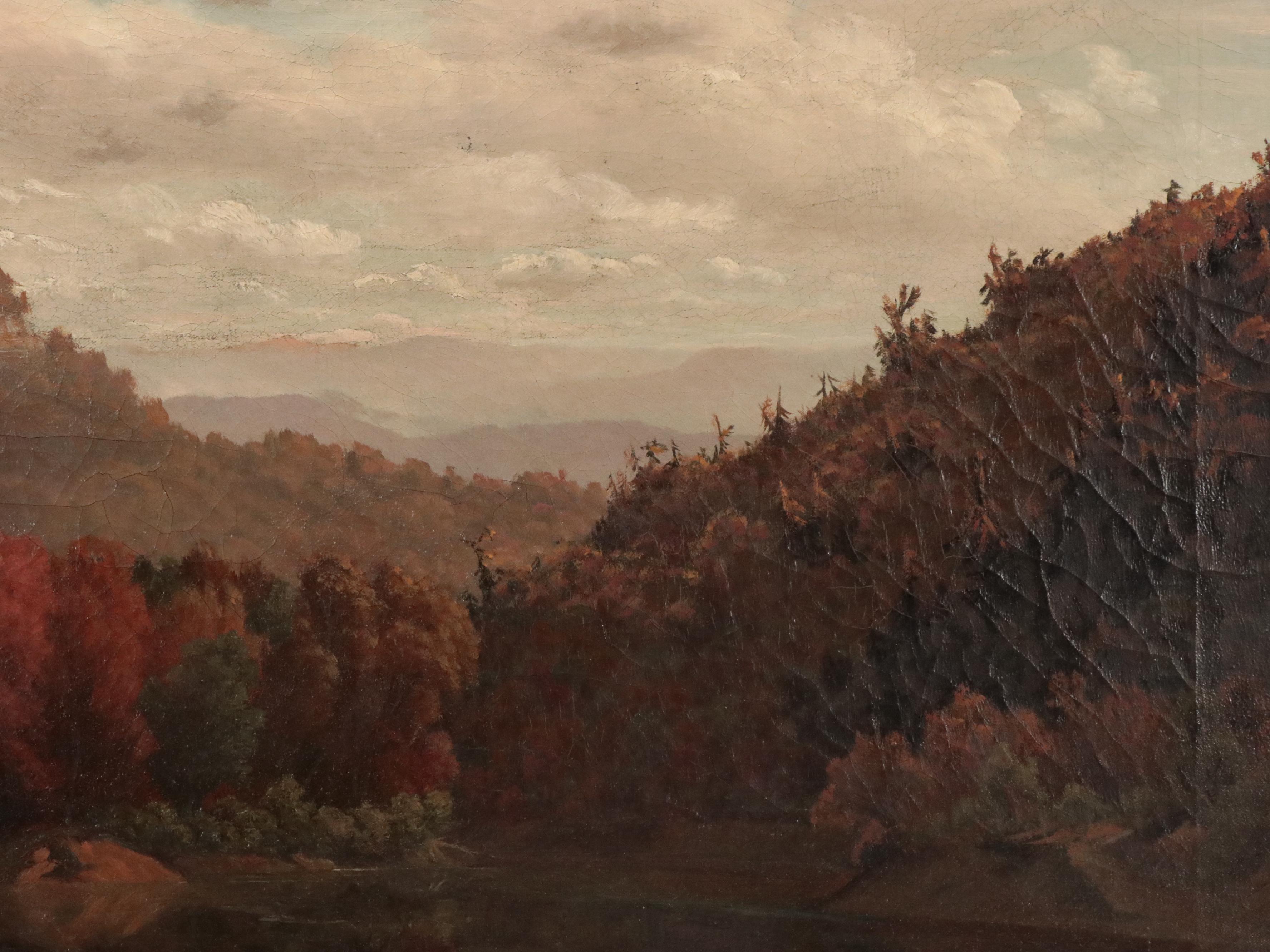 Hudson River School Landscape Oil Painting, Late 19th Century