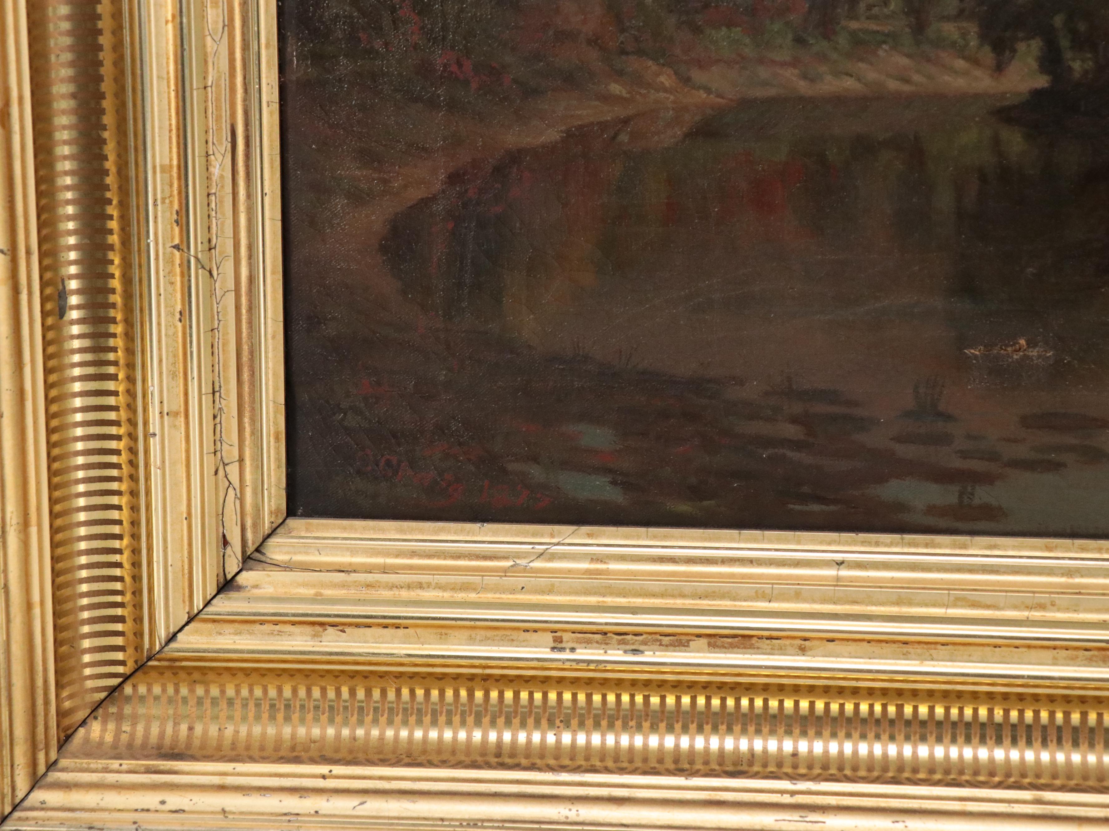 Hudson River School Landscape Oil Painting, Late 19th Century