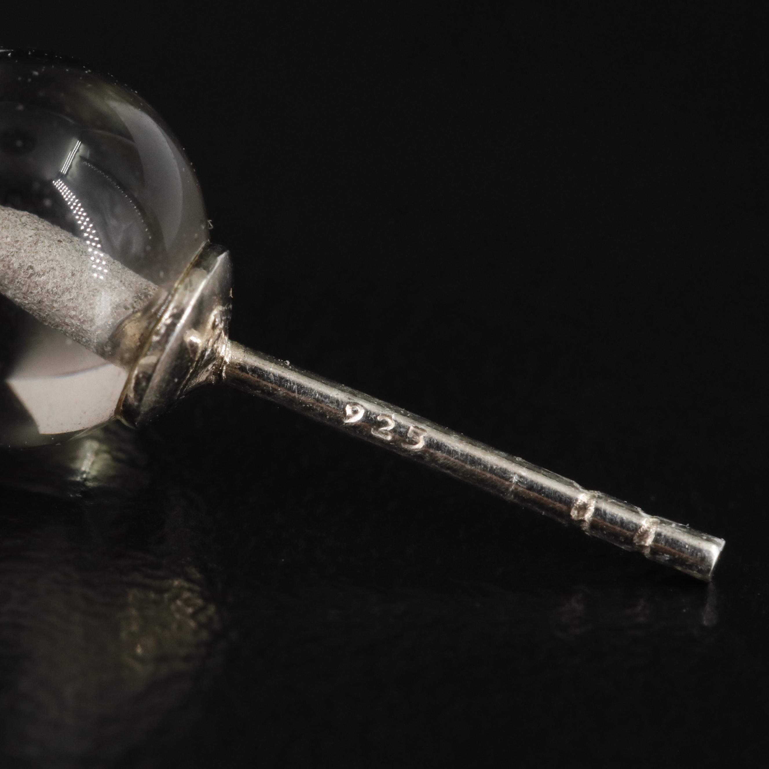 Sterling Round Smoky Quartz Stud Earrings