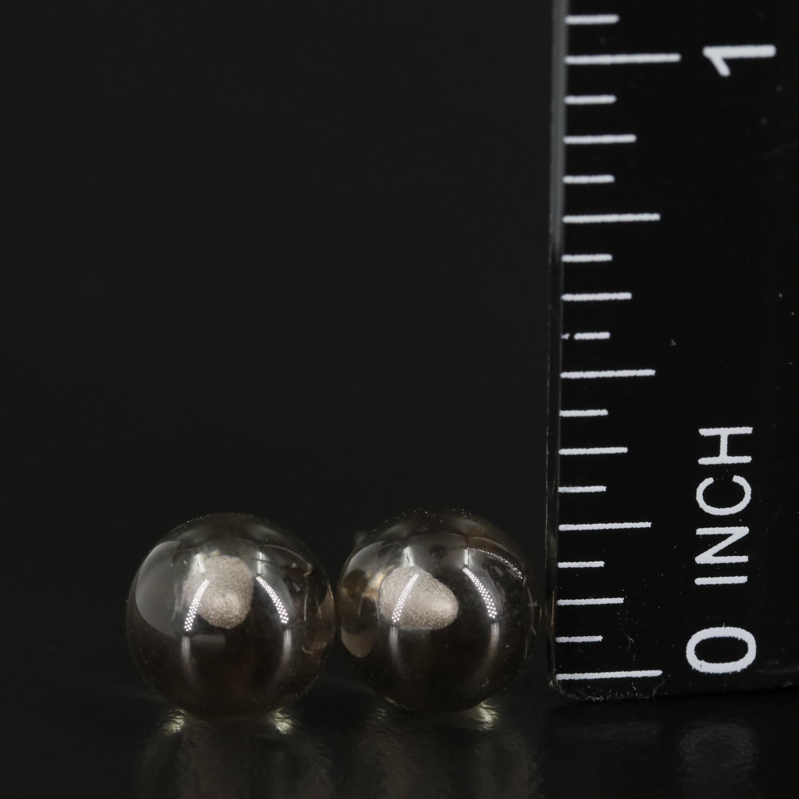 Sterling Round Smoky Quartz Stud Earrings