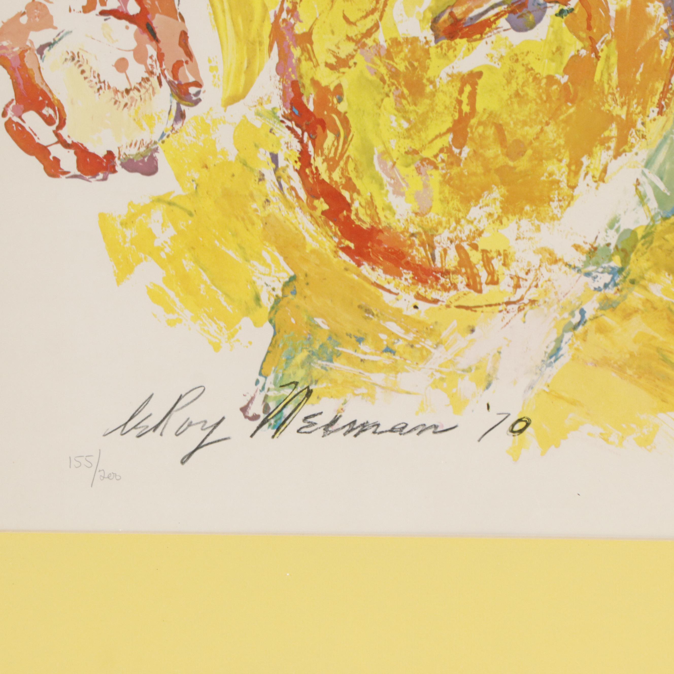 LeRoy Neiman Signed Johnny Bench Cincinnati Red Limited Edition Framed Artwork