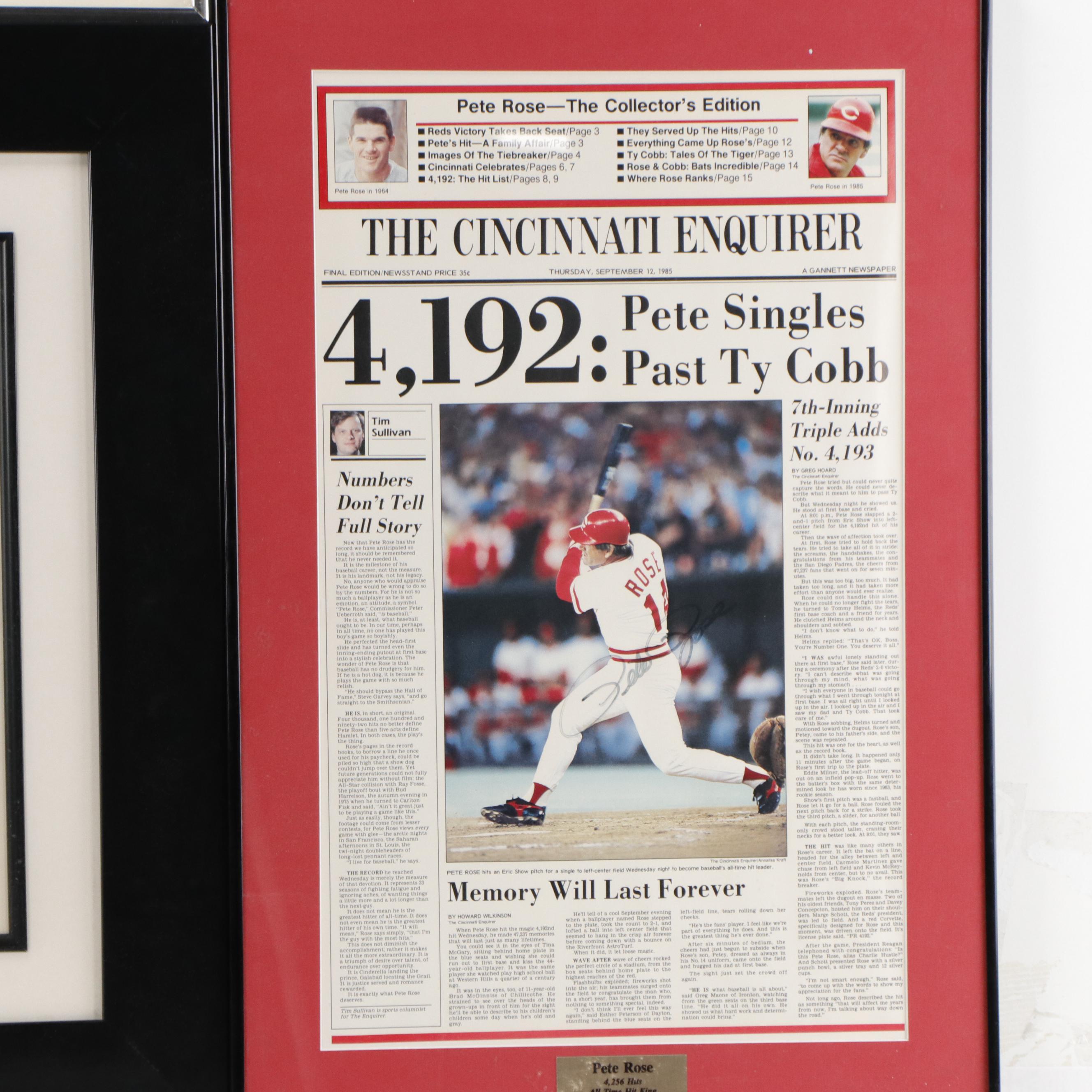 Johnny Bench and Floyd Berg Signed Artwork with Pete Rose Signed Display, More